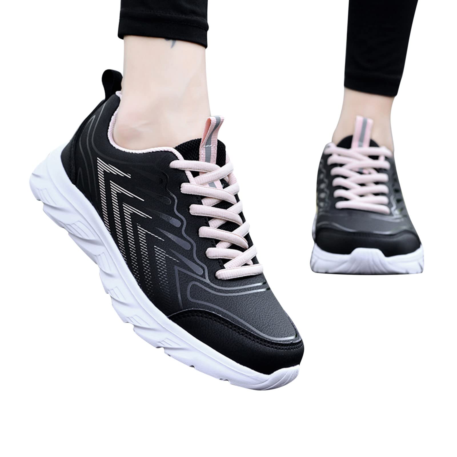 **Women's Black Platform Trainers - High-Performance Running & Gym Shoes for Women | Comfortable Slip-On Sneakers for Hiking, Sports & Leisure | Perfect for Spring Workouts & Outdoor Activities**