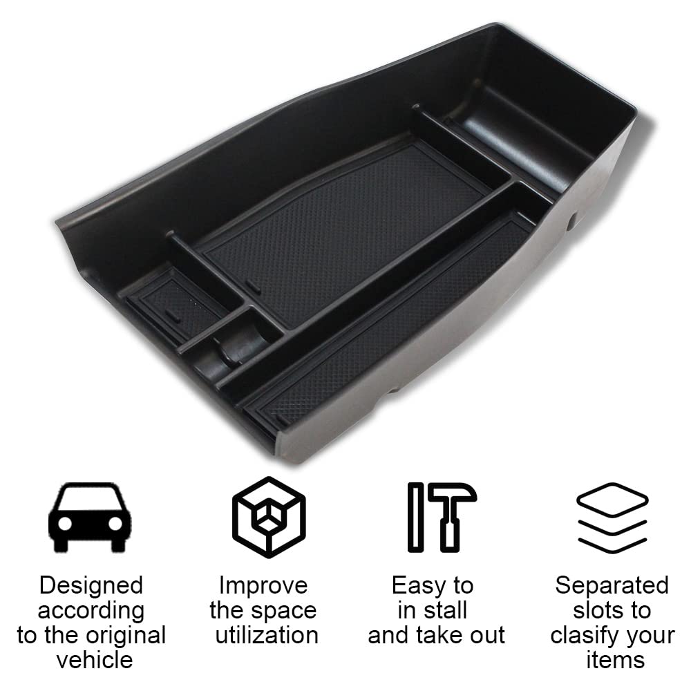 BestEvMod Lower Center Console Organizer Tray - Black Rubber Trim Storage Box for Hyundai Ioniq 5 (2022-2024 Models) | Interior Car Accessories for Phone, Keys & Small Items | Perfect for Road Trips & Daily Commutes