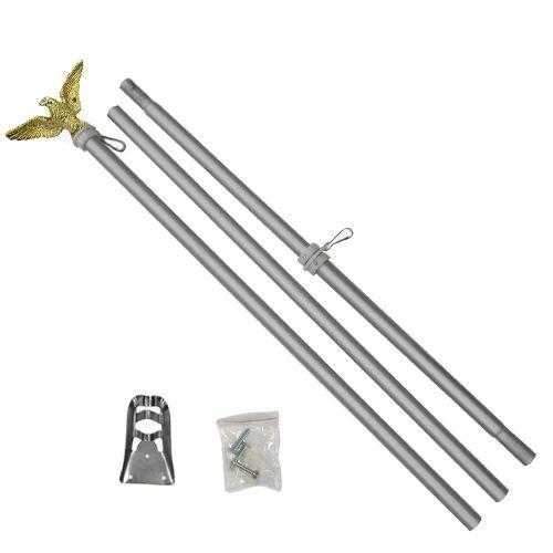 6' Foot USA 30x48 American Flag Aluminum Flag Pole Kit Set with Gold Eagle Decoration - Heavy Duty Outdoor Flagpole for Front Yard, Garden, and Patriotic Display