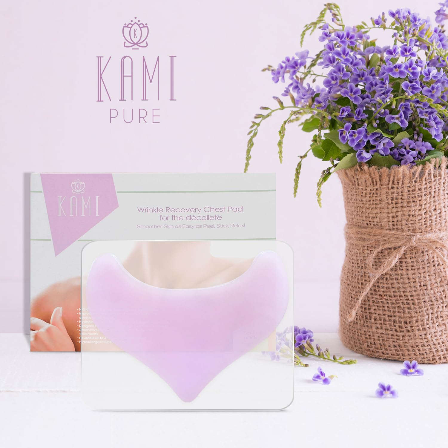 Kami Pure Silicone Gel Anti-Wrinkle Chest Patch - Anti-Aging Collagen Filler Pad for Decolette Area | Repairs, Hydrates & Smooths Skin | Botox Alternative | Single Pack | Perfect for Nighttime Skincare & Special Occasion Prep