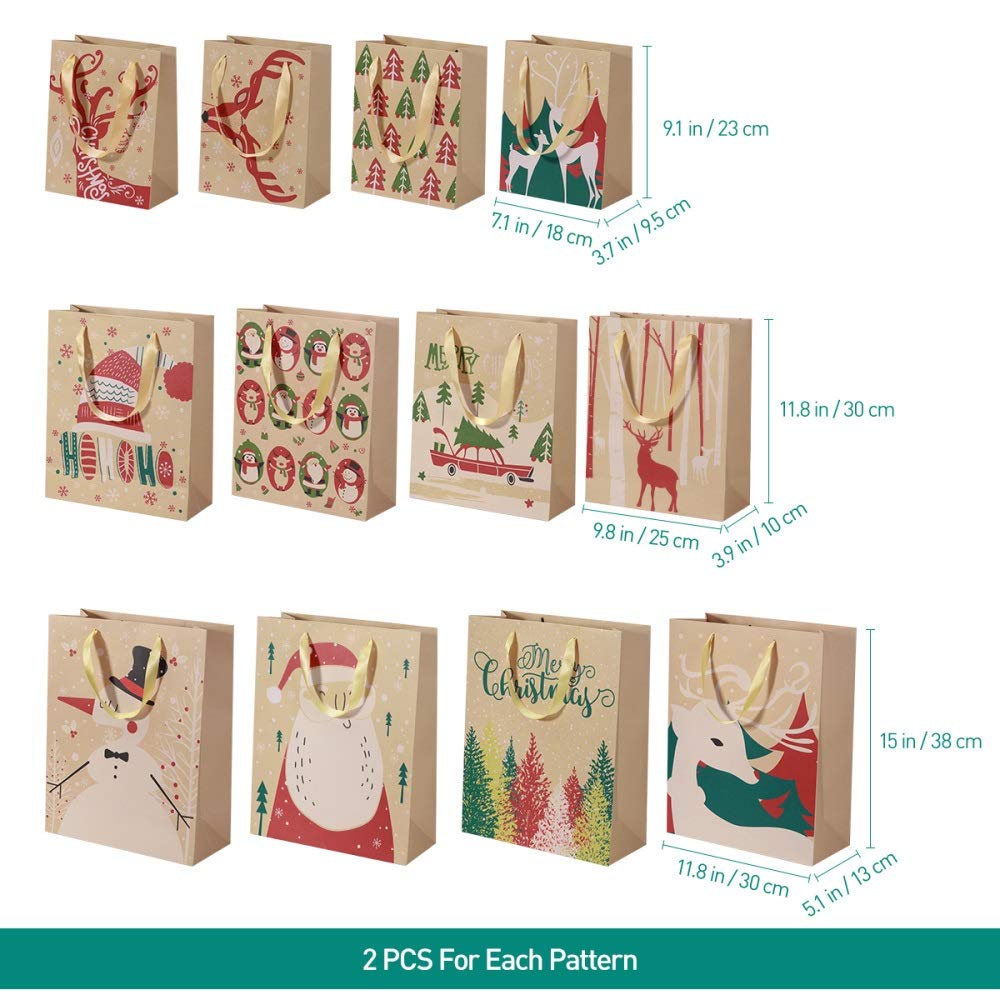24pcs Kraft Paper Gift Bags with Handles - Eco-Friendly Party Favor Bags for Christmas, Birthday, Baby Shower & Wedding - Small Brown Paper Bags for Candy, Cookies, Gifts & Party Favors