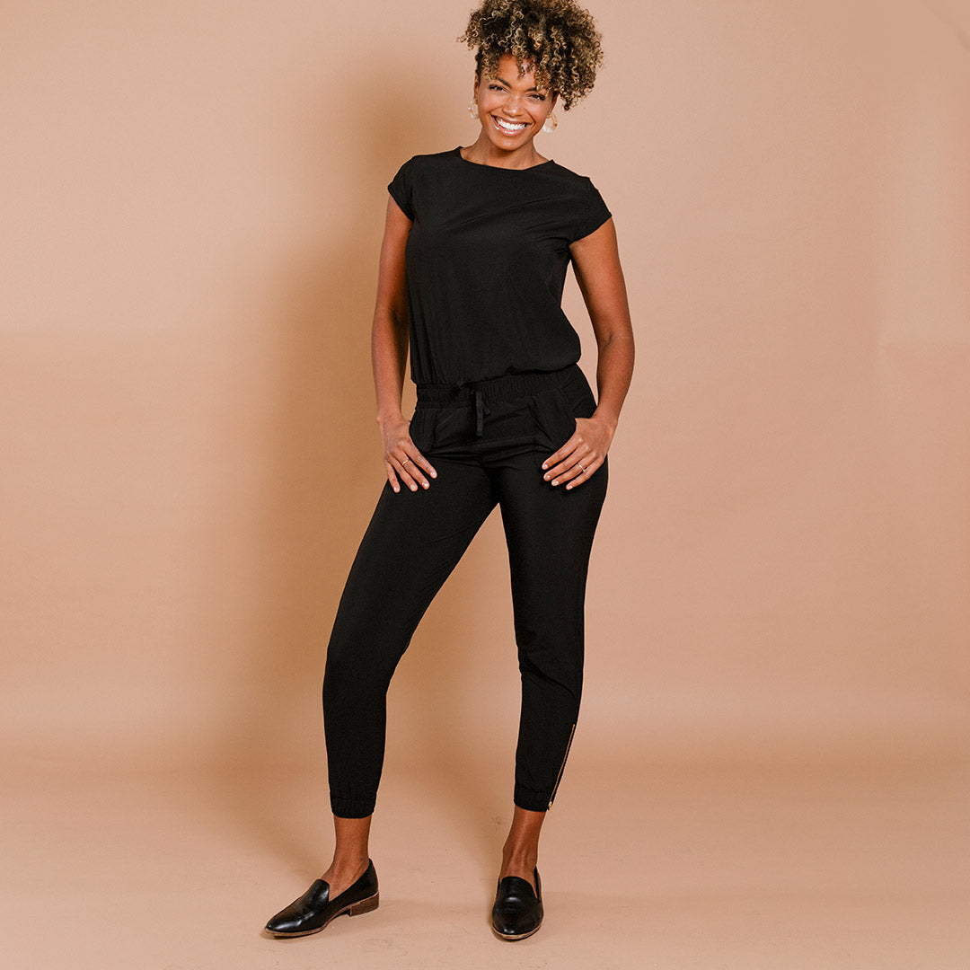 Stylish Black Jumpsuit for Women - Trendy One Piece Romper with Pockets | Perfect for Casual Outings, Date Nights & Summer Vacations
