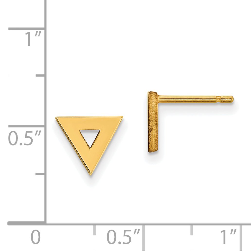 14K Yellow Gold Open Triangle Post Earrings for Women - 8mm Minimalist Geometric Stud Earrings for Everyday Wear & Special Occasions