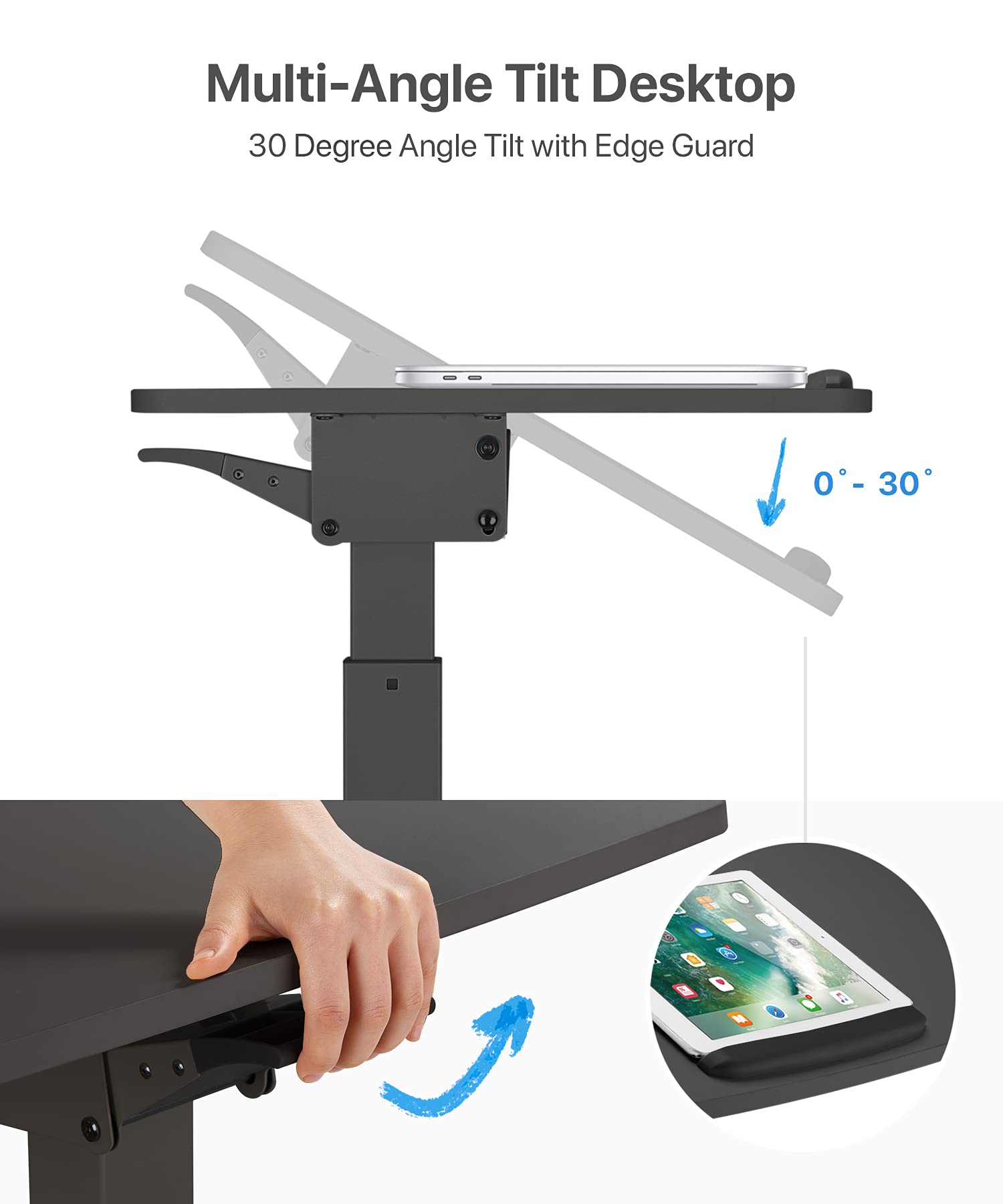 Adjustable Mobile Podium Stand with Wheels - Pneumatic Standing Desk & 30° Tilting Top, Portable Lectern for Office, Classroom & Home Use - Ideal for Presentations, Meetings & Computer Work (Black)