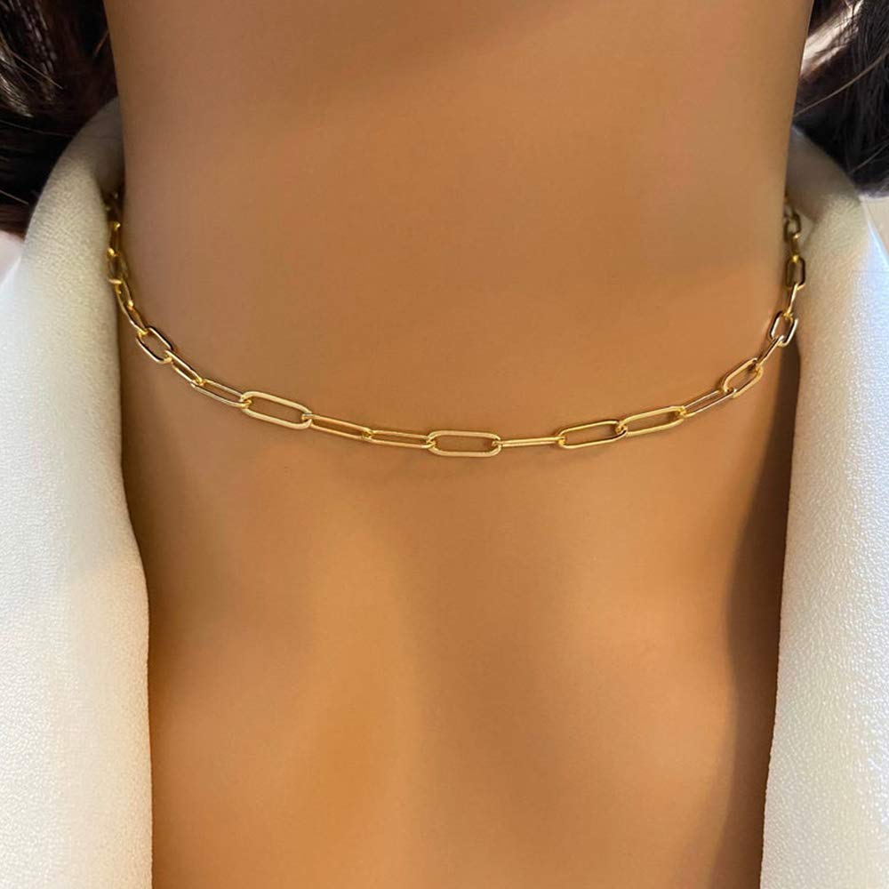 Turandoss 14K Gold Plated Dainty Choker Necklace for Women - Handmade Adjustable Snake Link Chain with Cross, Star & Moon Charms | Elegant Layering Jewelry for Everyday Wear, Parties & Gifts