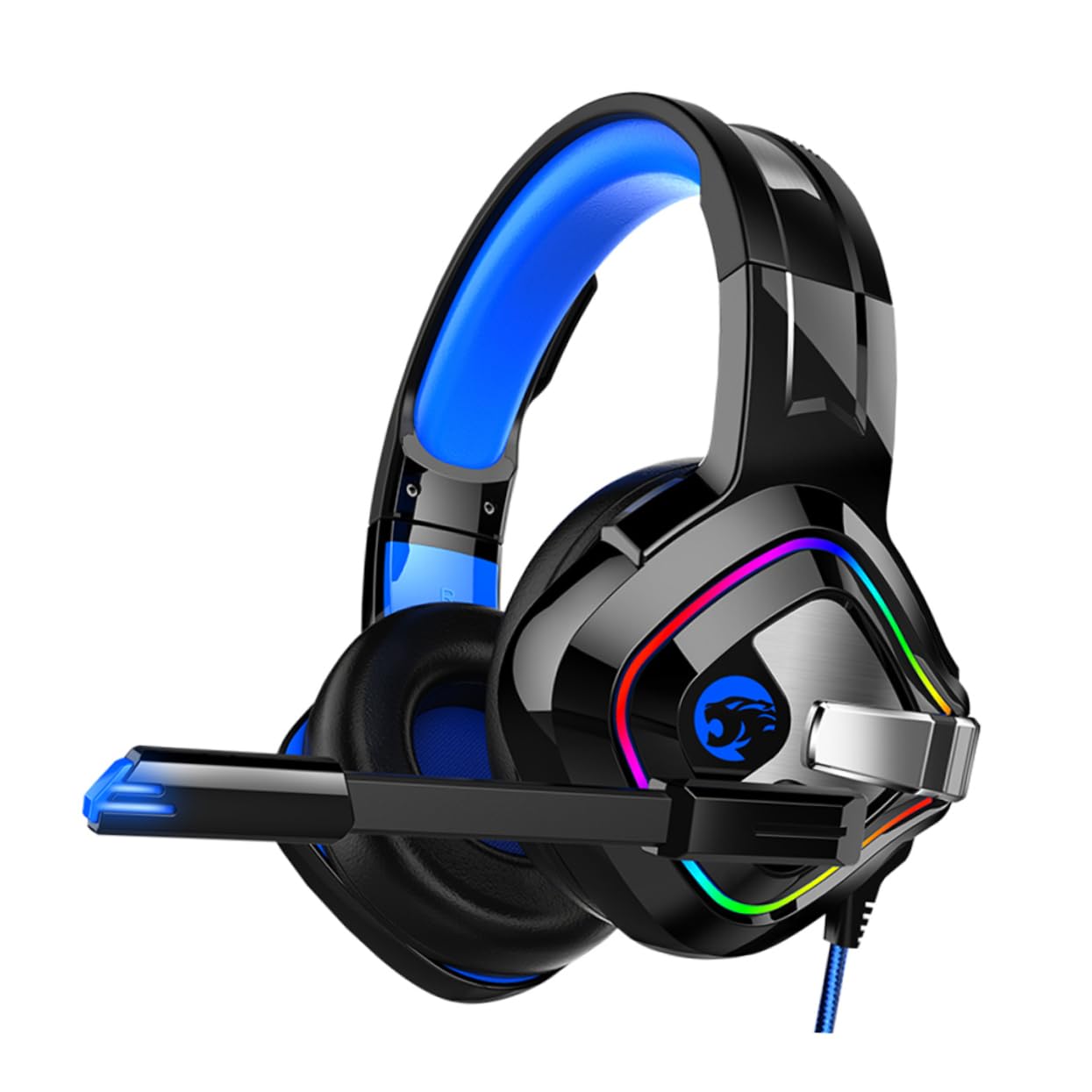 Jojofuny Wired Gaming Headphones with 7.1 Surround Sound, 50mm Drivers, RGB LED Lights & Noise Canceling - Comfortable Over-Ear Headset for PC, PS4, Xbox Gaming & Music Listening