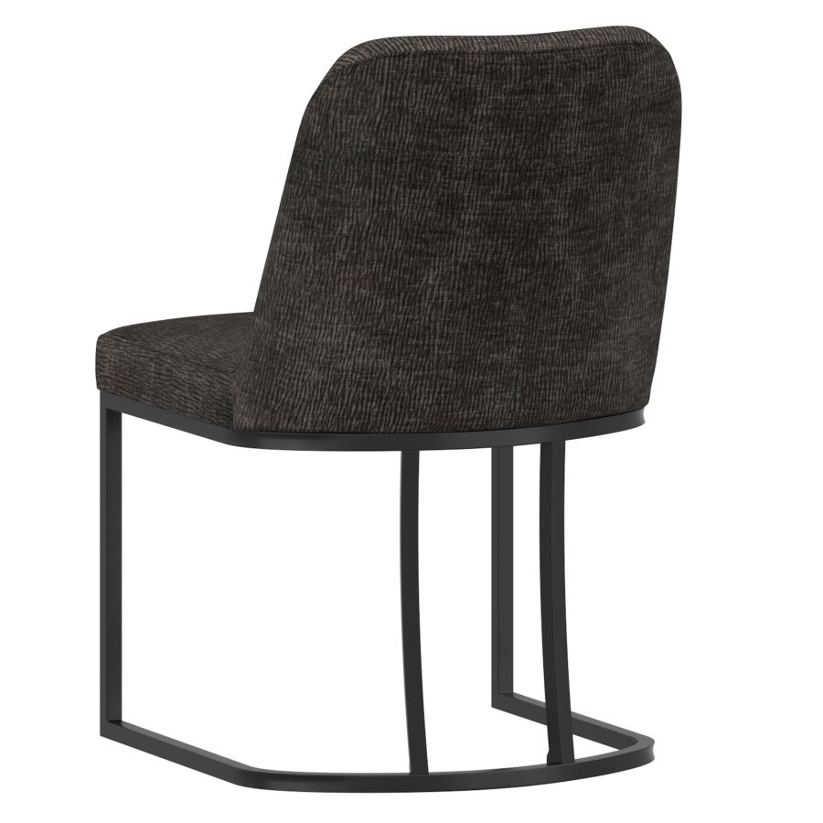 Dario Dining Chairs Set of 2 - Modern Charcoal Fabric Upholstered Kitchen Chairs with Sturdy Metal Legs - Perfect for Dining Room, Kitchen, or Breakfast Nook