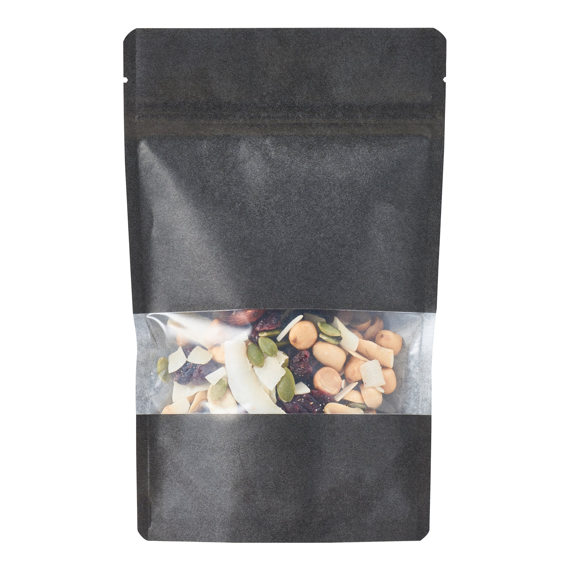 Black Plastic Medium Window Bags - Heat Sealable 8 x 5 x 1.75 Inches - Pack of 100 for Food Packaging, Retail Display & Storage | Durable Resealable Bags for Bakery, Candy, Crafts & Small Items