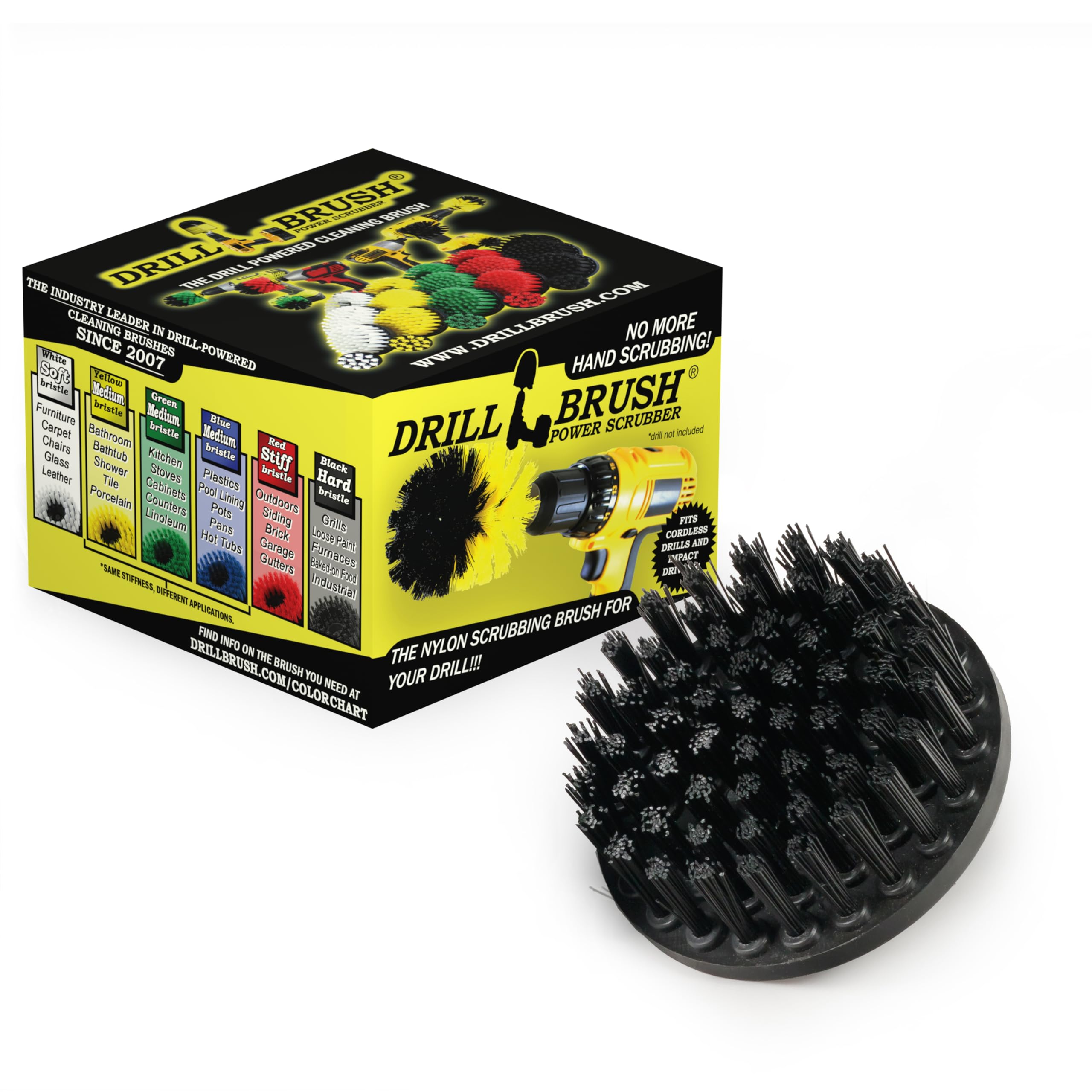 Ultra Stiff 4-Inch Electric Spin Scrubber - Heavy Duty Cleaning Tool for BBQ Grills, Oil Stains, Rust Removal, Metal, Concrete, Grates, Smokers & Outdoor Surfaces | Perfect for Garage, Driveway & Deck Cleaning | No Drill Wire Brush Needed