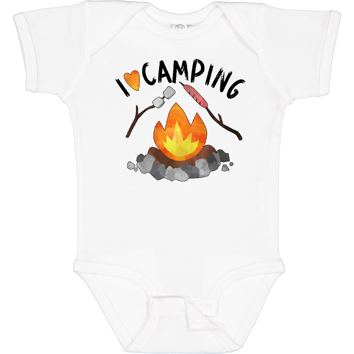 Inktastic I Love Camping Baby Bodysuit - Cute Campfire, Hot Dog & Marshmallows Design - Perfect for Outdoor Adventures, Family Trips & Baby Photoshoots