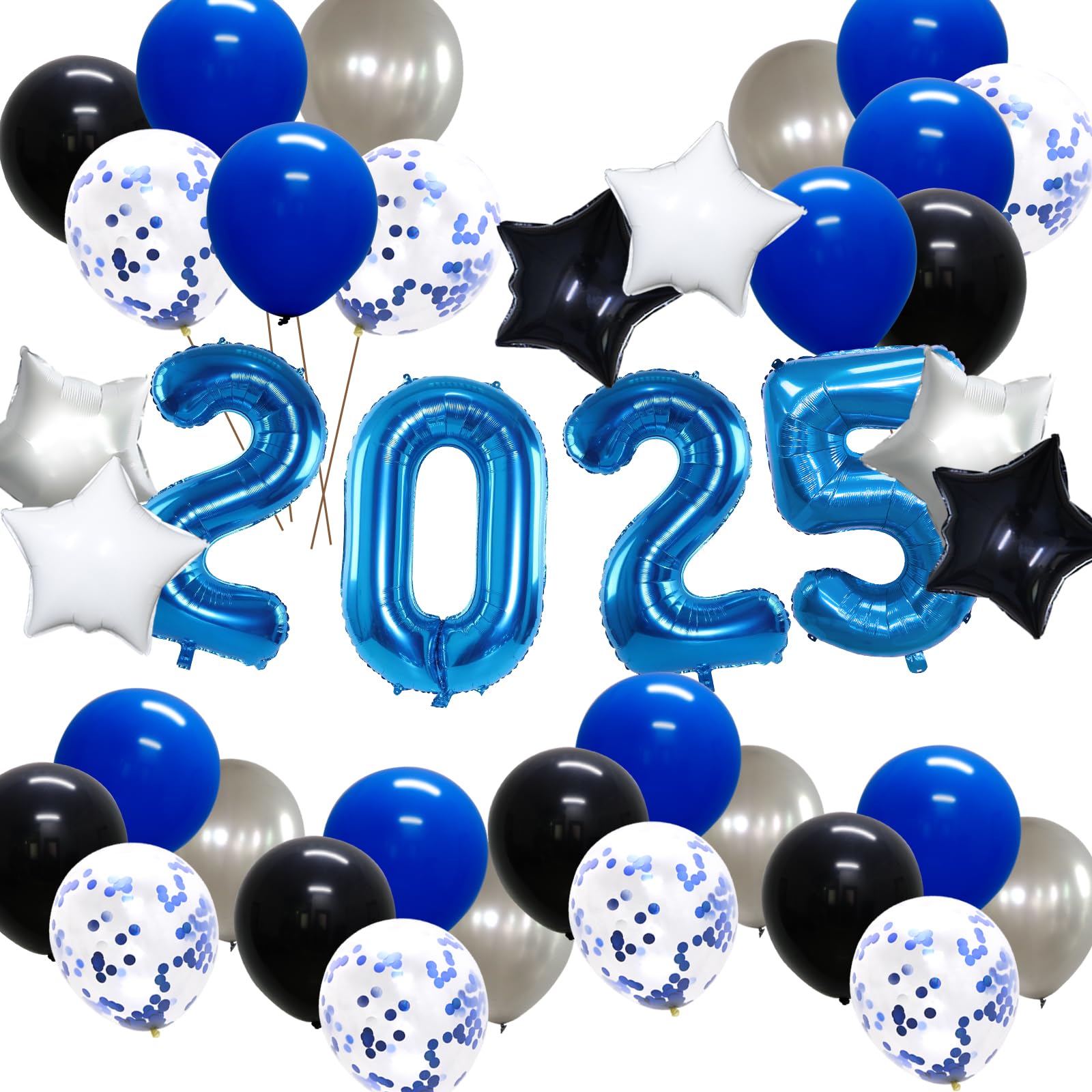 2025 Graduation Party Balloons - 40in Foil & Latex Balloons for New Year's Eve, Birthday, Wedding, Prom, Anniversary & Bachelorette Decorations (Navy Blue/Black) - Perfect for Class of 2025 Celebrations & Special Events