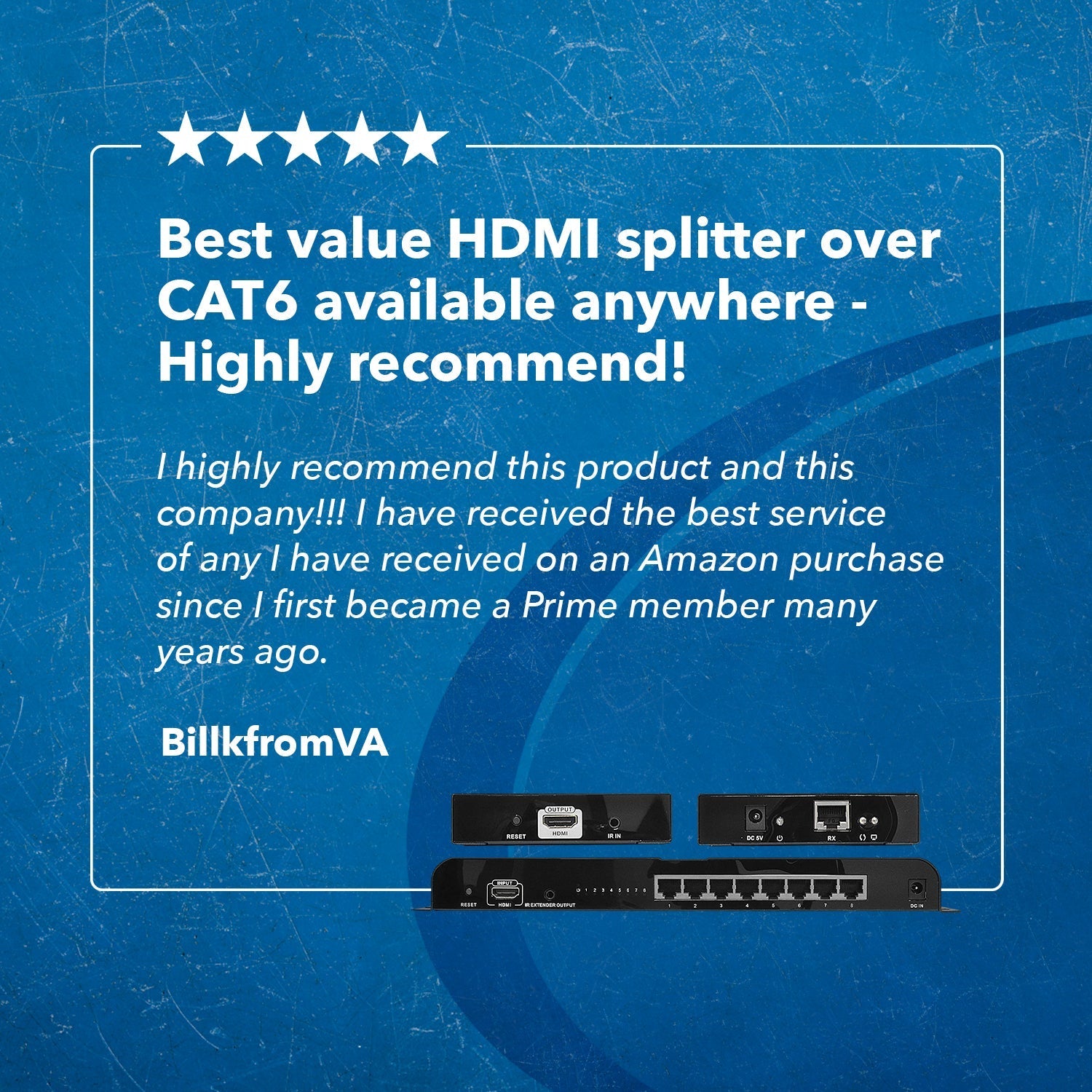 1x8 HDMI Extender Splitter Over CAT6/6a/7 - 400ft 1080p HD Video Distribution (HD EX108) - Perfect for Home Theater, Conference Rooms & Multi-Screen Setups