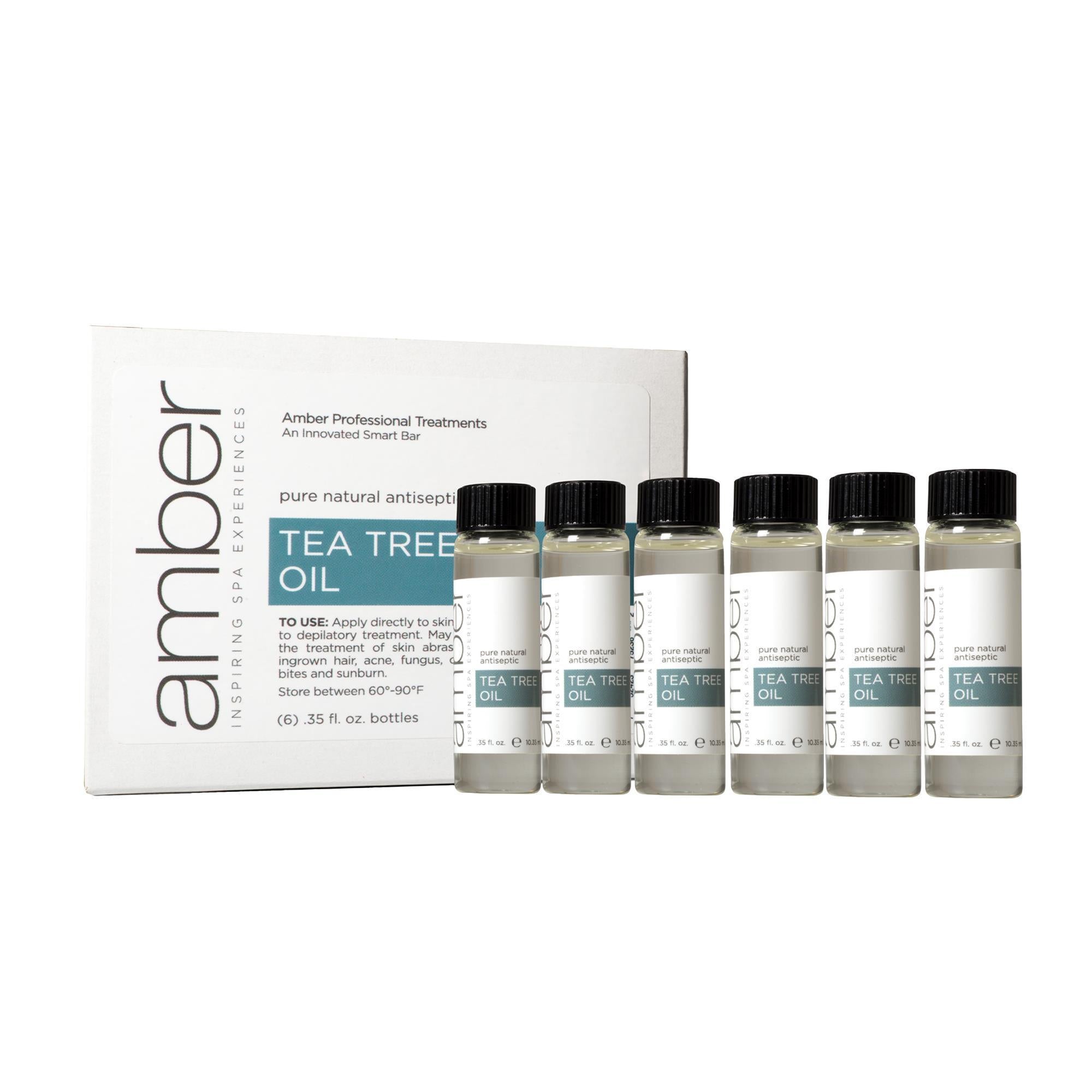 Pure Amber Tea Tree Essential Oil - 6 Pack for Skin Care, Hair Growth & Aromatherapy | Natural Remedy for Acne, Dandruff & Relaxation