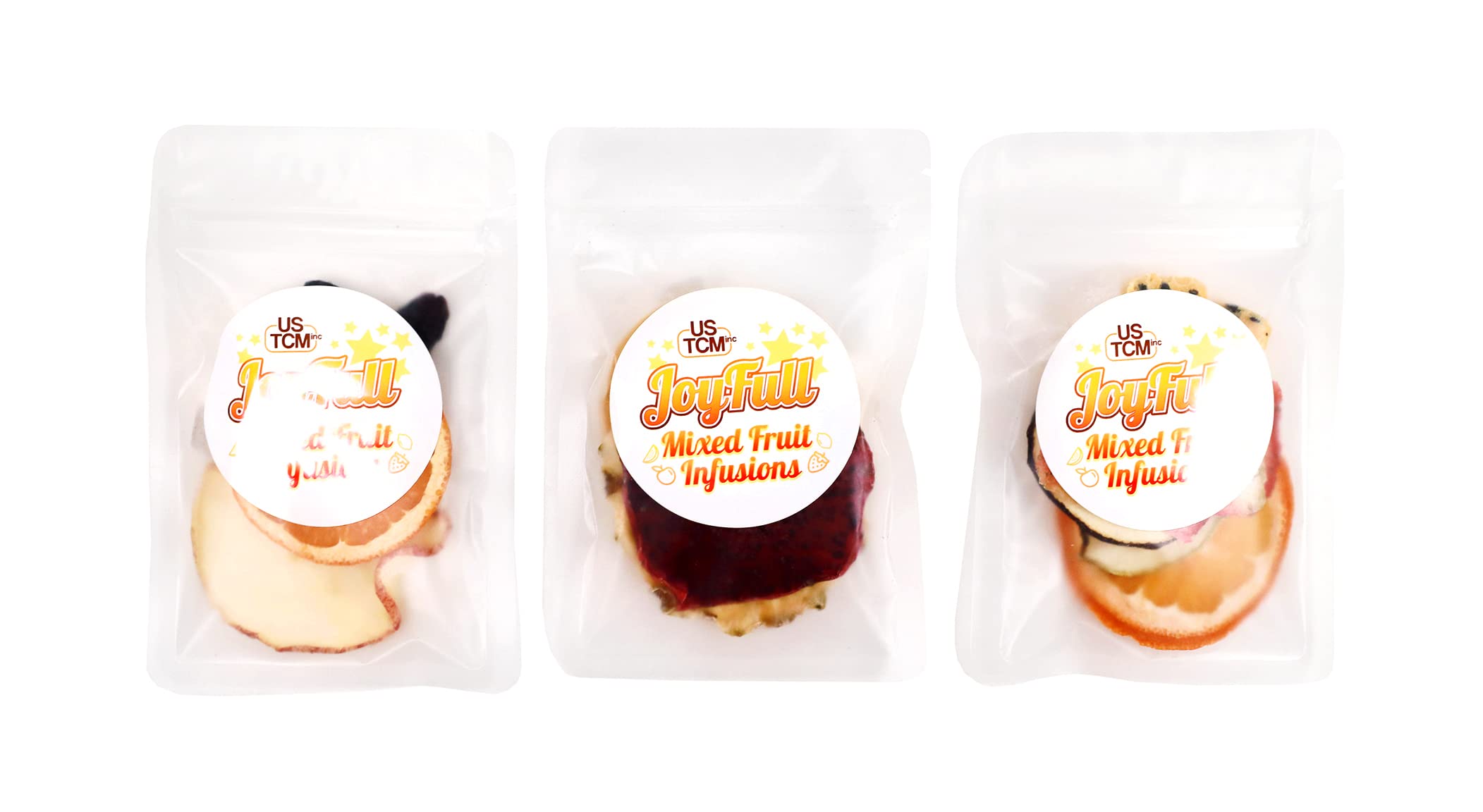 USTCM JoyFull Mixed Fruit Infusions Tea - All Natural Dried Fruits Blend (15g, Variety Pack of 3) | Herbal Tea for Relaxation, Iced Tea & Healthy Beverages | Perfect for Home, Office & Gifts