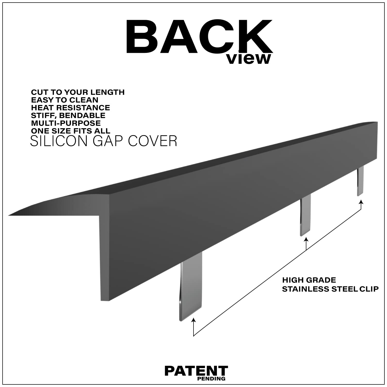 Silicone Stove Gap Covers - 2 Pack Black Stainless Steel Clip Gap Filler for Kitchen Countertops, Stoves, Refrigerators & Office Desks | Heat-Resistant & Easy to Clean | Perfect for Home, Office & Commercial Use