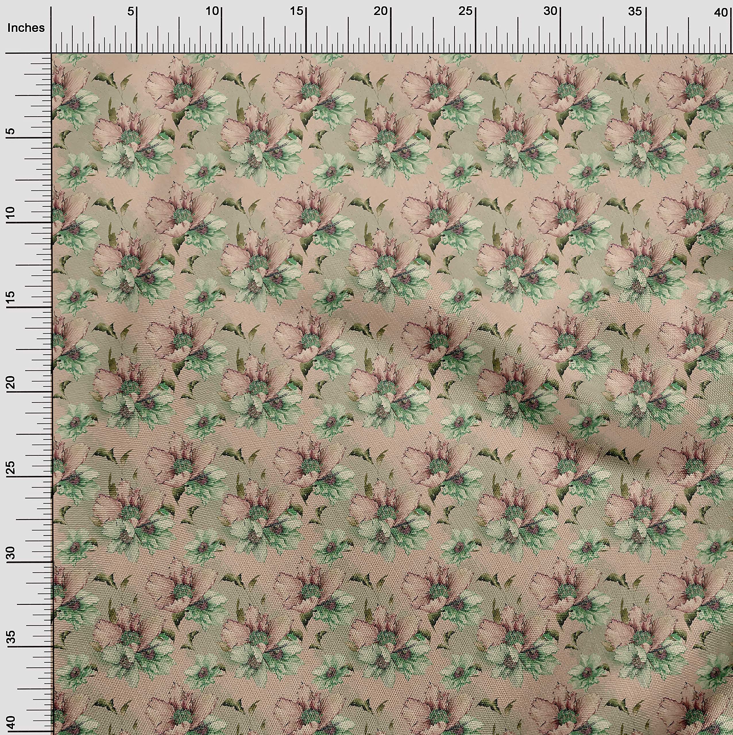 oneOone Georgette Viscose Fabric - Dusty Rose Floral Print - 42 Inch Wide - Premium Sewing Material for DIY Clothing, Dresses & Scarves - Perfect for Spring Fashion & Home Decor Projects