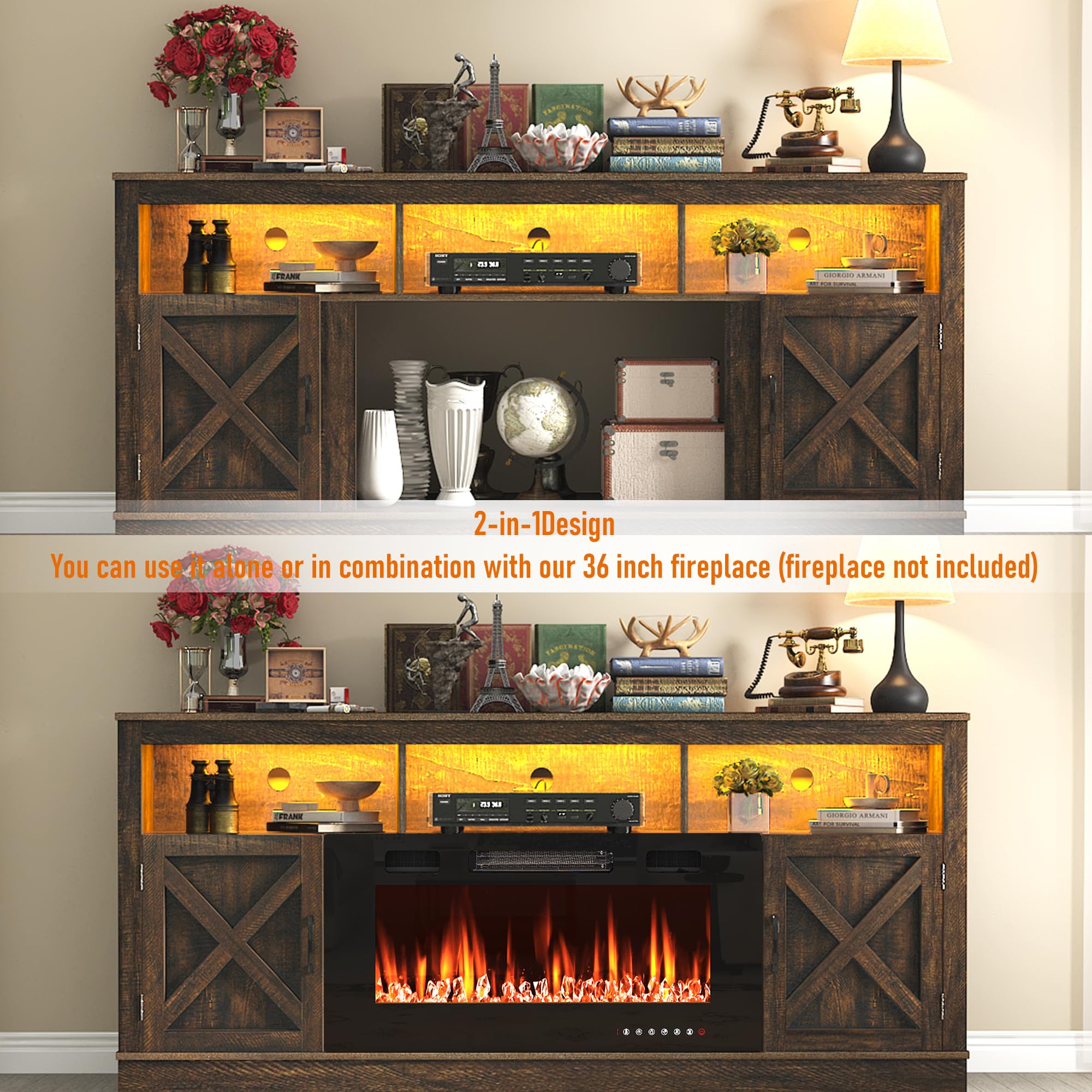 Farmhouse TV Stand for 70/75/80 Inch TVs - 32