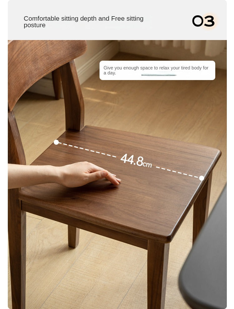 Solid Wood Dining Chairs Set of 4 - Premium Oak, Black Walnut & Ash - Modern Farmhouse Style for Kitchen, Dining Room & Restaurant Use