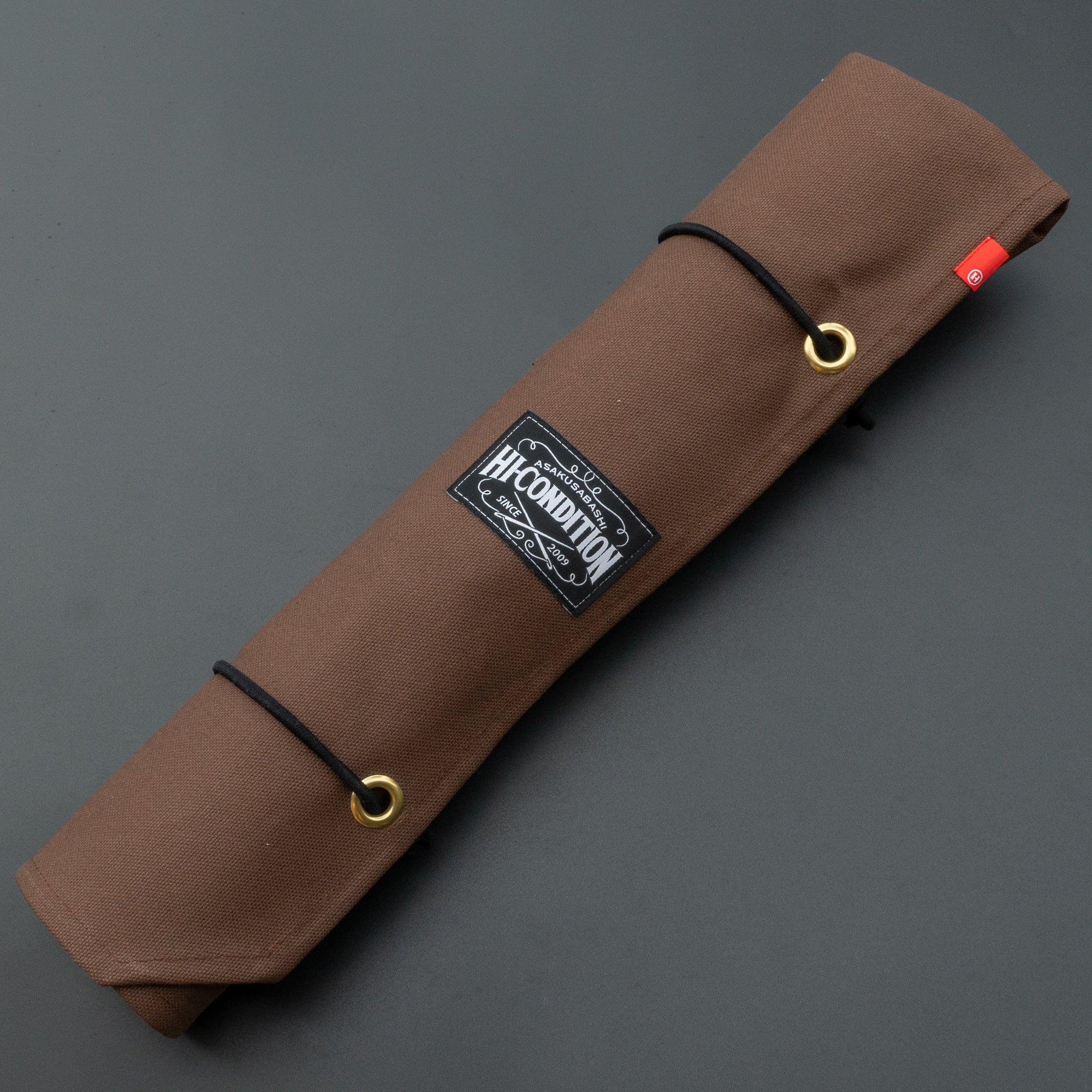 HI CONDITION Hanpu Canvas 6 Pocket Knife Roll - Professional Chef Knife Organizer with Multiple Pockets, Durable Brown Tool Wrap for Kitchen & Outdoor Cooking