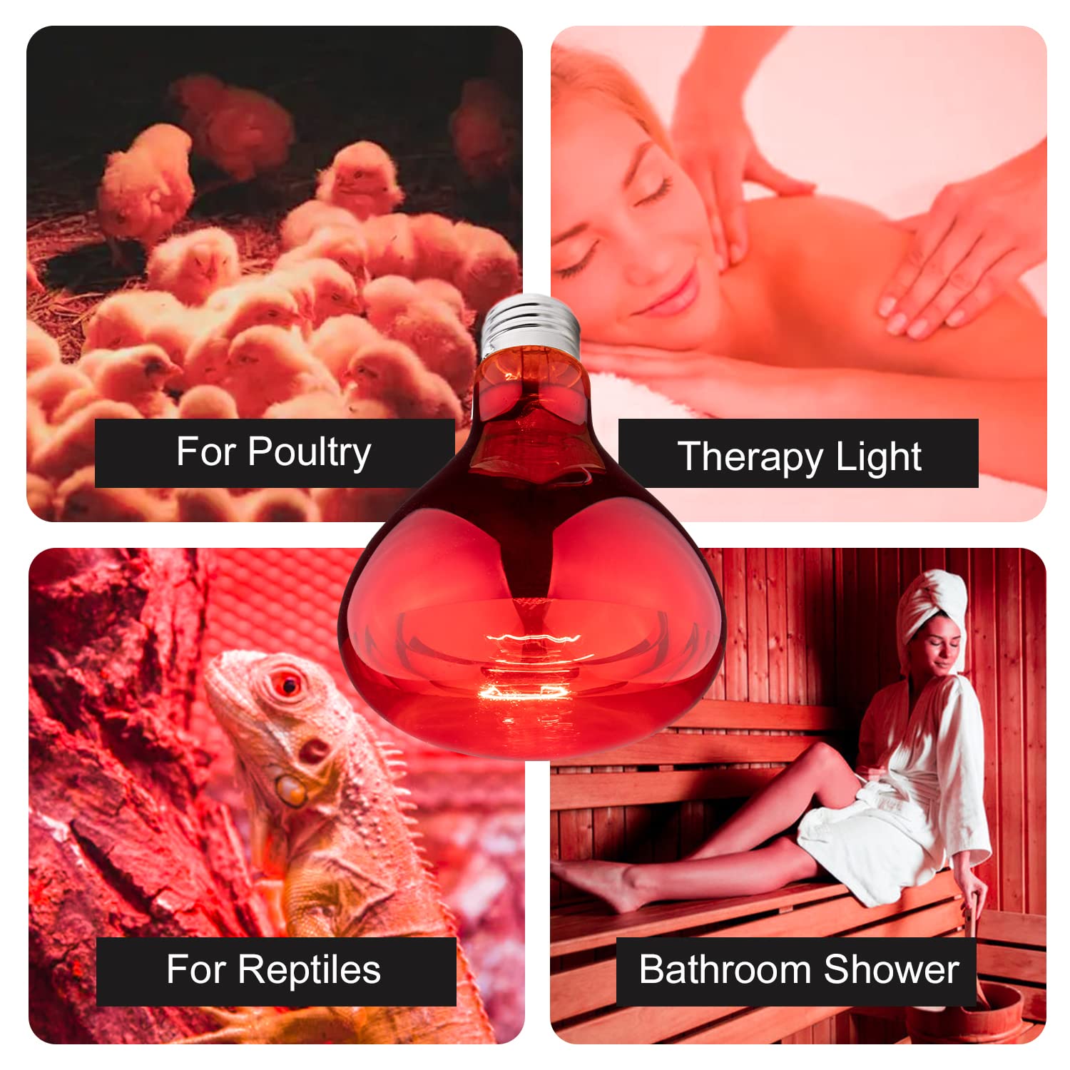 Infrared Heat Lamp Bulb 100W R40 Red Heat Light for Chicken Coop, Pet Warming, Bathroom Heating & Food Keeping - Brooder Bulb with Reflector (1 Pack) - Perfect for Poultry, Reptiles & Indoor Use