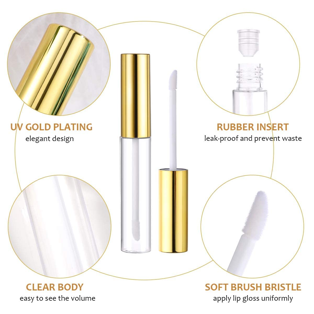 Premium 5ml Unbreakable Plastic Travel Lip Gloss Containers - Clear Refillable Lip Care & Cosmetic Oil Bottles with Plug (Pack of 1) | Perfect for DIY Beauty, Travel Essentials & Makeup Organizers