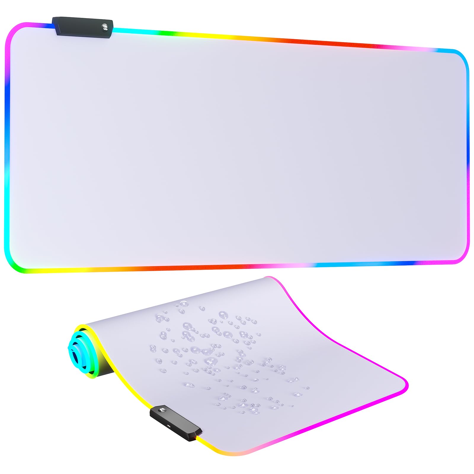 RGB LED Gaming Mouse Pad - Large Glowing Mouse Mat with 7 Color Modes (White) - Perfect for PC Gaming Setup, Office Work & Computer Enthusiasts