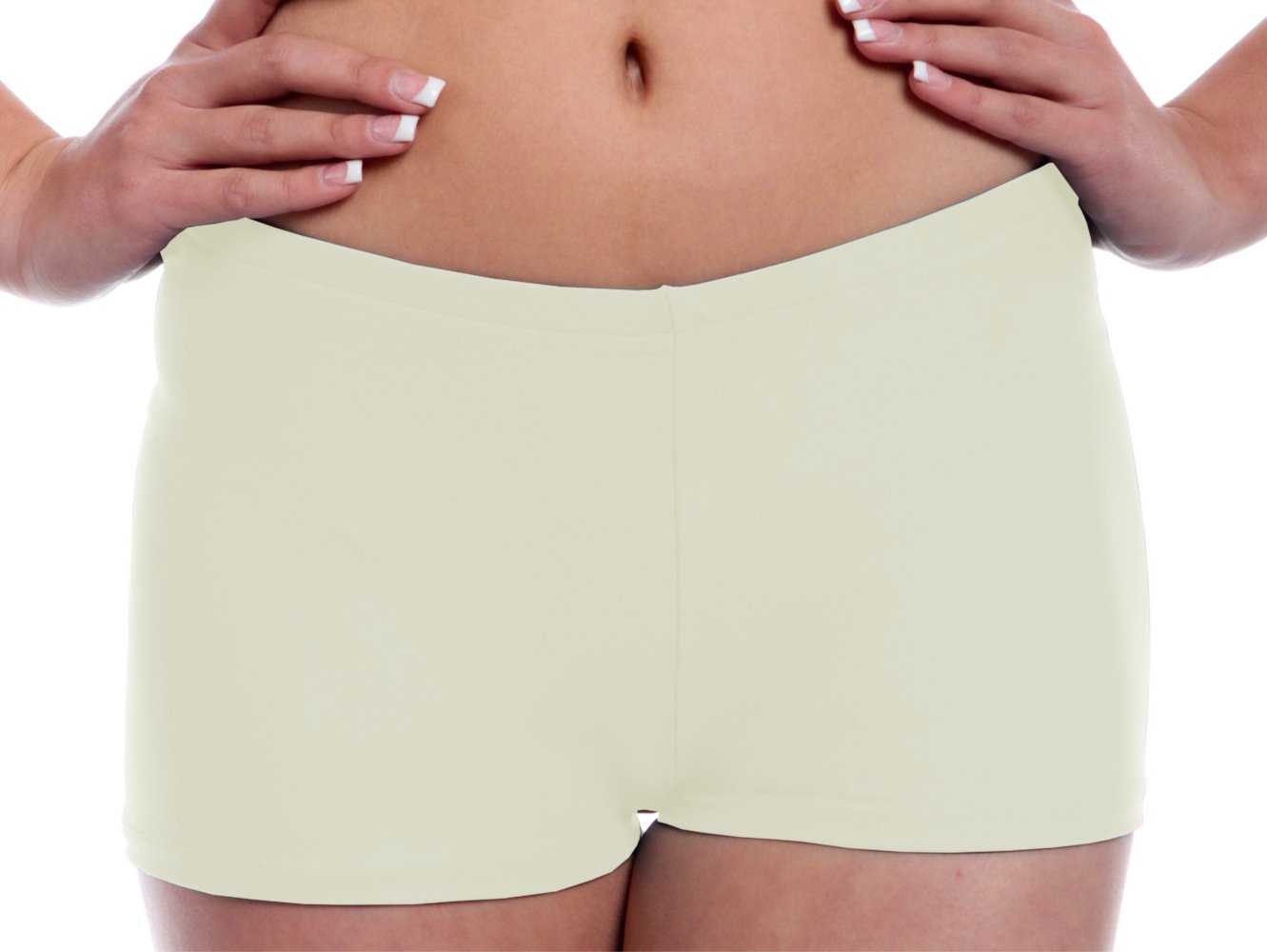B Dancewear Women's Booty Shorts with Stretch - High Waisted Workout Shorts for Dance, Yoga, Running, Gym, Fitness & Activewear