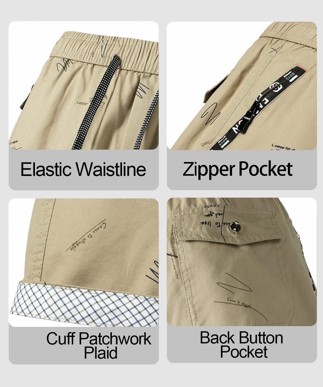 Men's Casual Plaid Beach Shorts - Soft Cotton Drawstring Elastic Waist Shorts with Zipper Pockets | Perfect for Summer Vacation, Pool Party & Outdoor Activities