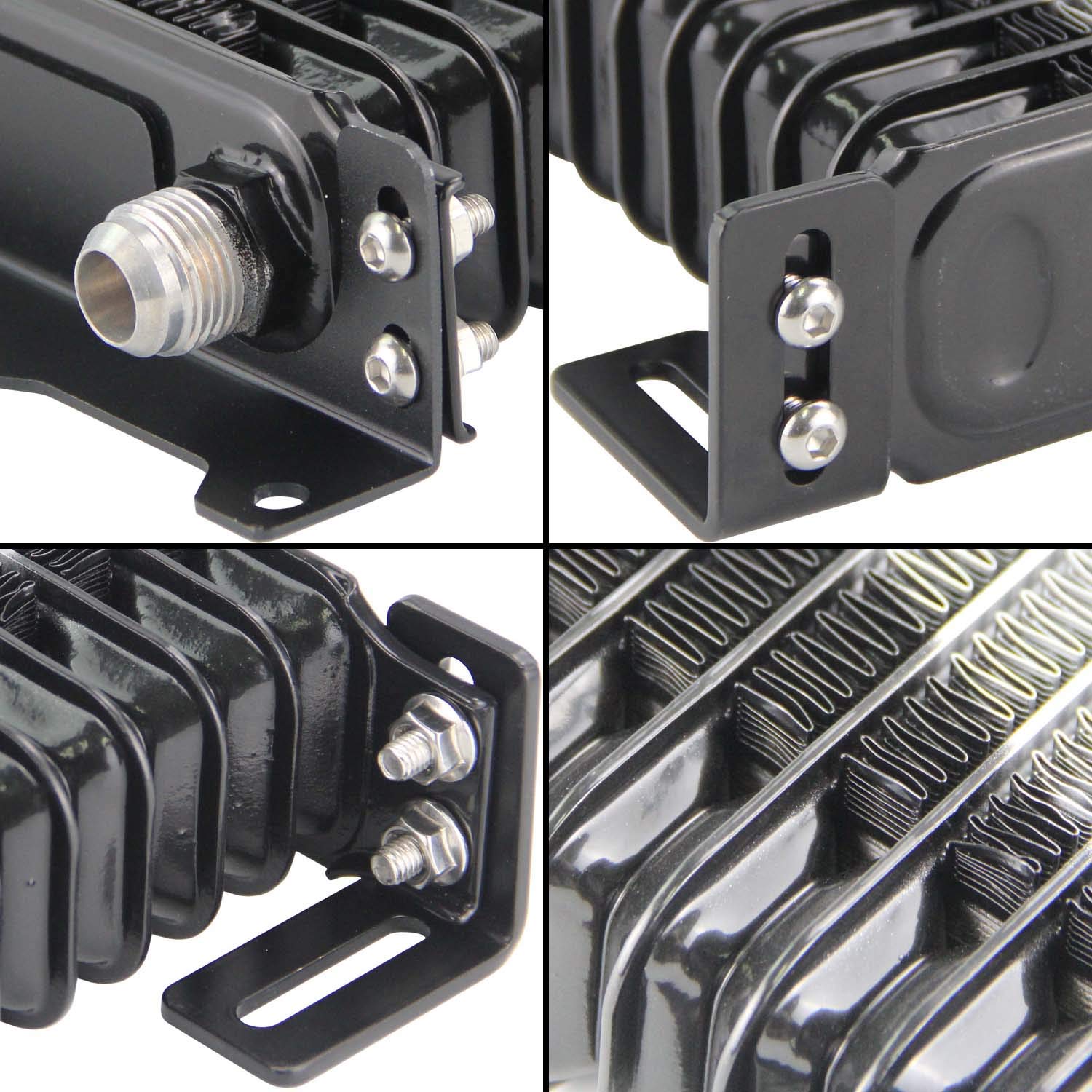AN10 Aluminum Engine Oil Cooler Kit with 15-Row Black Core & Mounting Bracket - High Performance Cooling for Cars, Trucks, and Off-Road Vehicles