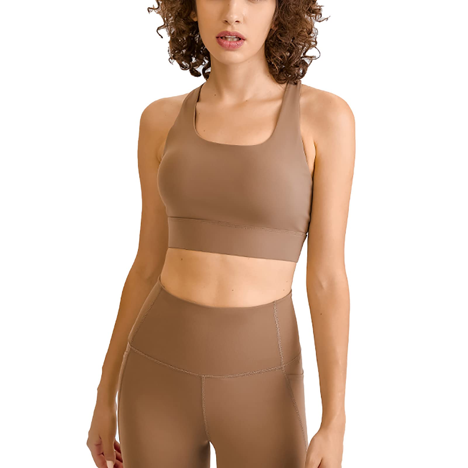 GOTOTOP Women's Sports Bra - High Impact Shockproof Yoga Bra with Removable Pads, Breathable Back Hollow Design for Gym, Running, Workout & Activewear