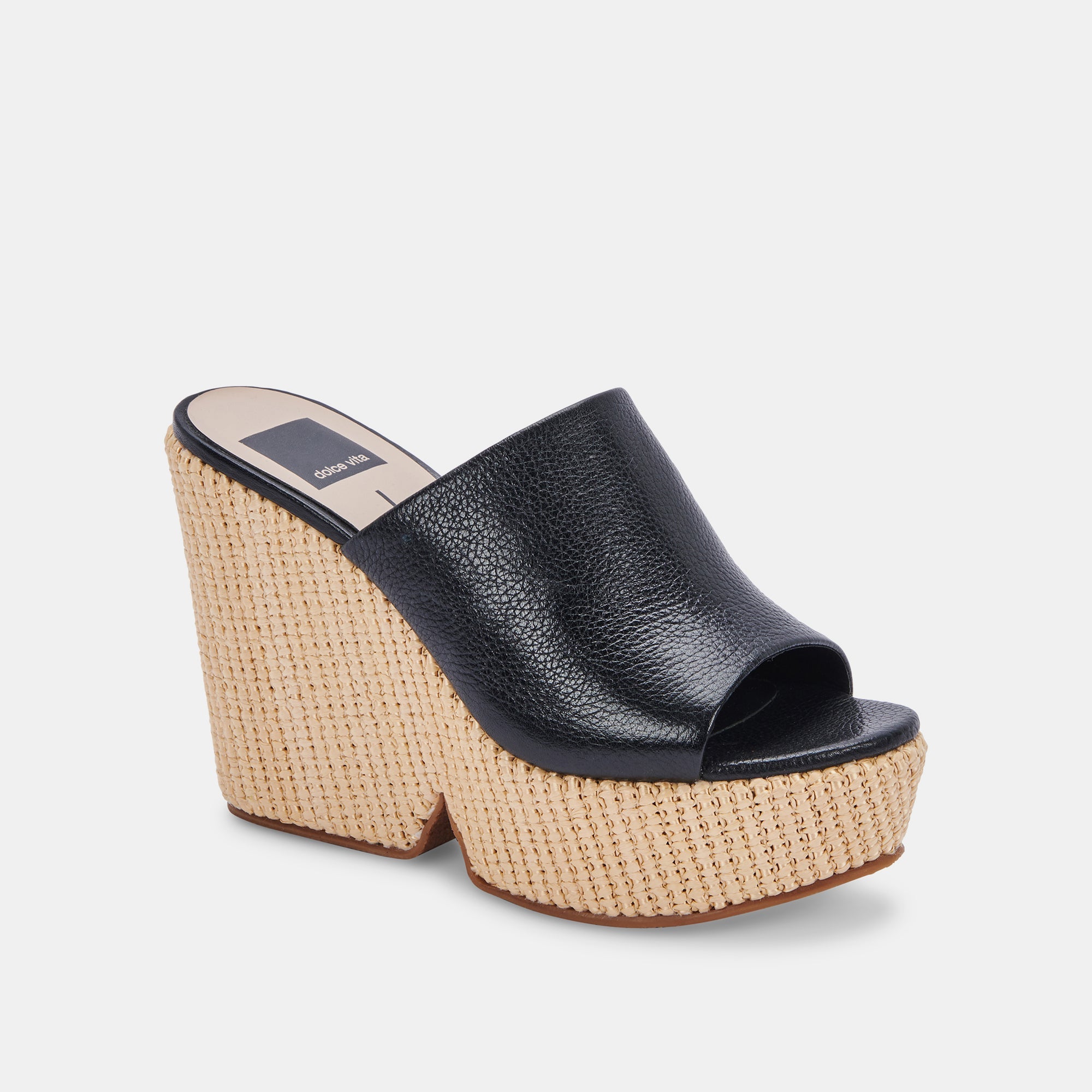 GILMA Women's Black Leather Wedge Sandals - Comfortable & Stylish for Summer, Casual Outings & Beach Vacations