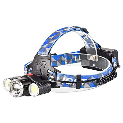 USB Rechargeable LED Headlamp for Adults - Bright Adjustable Headlight for Camping, Hiking, Running, Fishing & Hard Hat Work - Hands-Free Light for Outdoor Adventures & Nighttime Activities