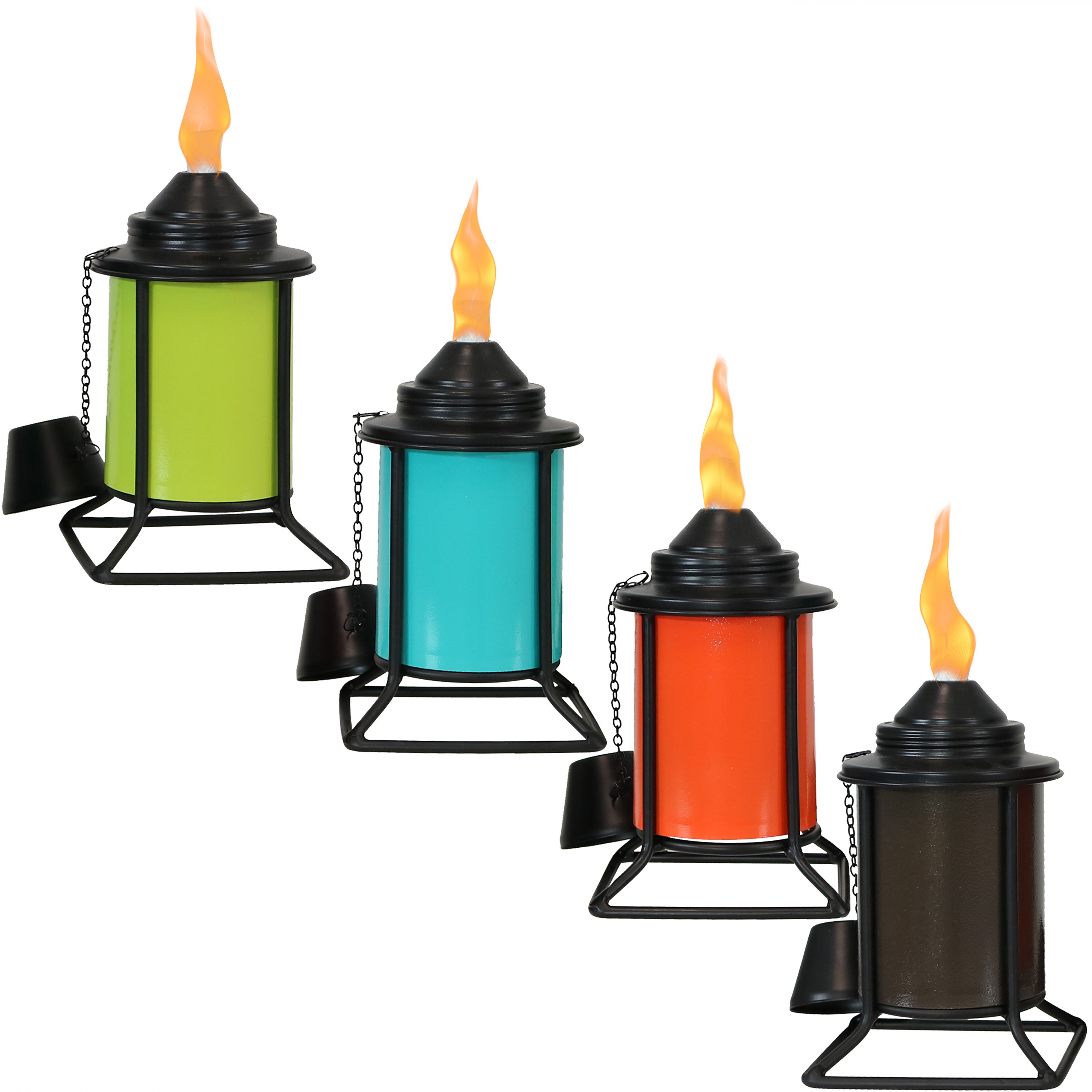 Sunnydaze Decorative Multi-Color Outdoor Metal Tabletop Torches - Perfect for Patio, Garden, Backyard, and Poolside Ambiance Lighting