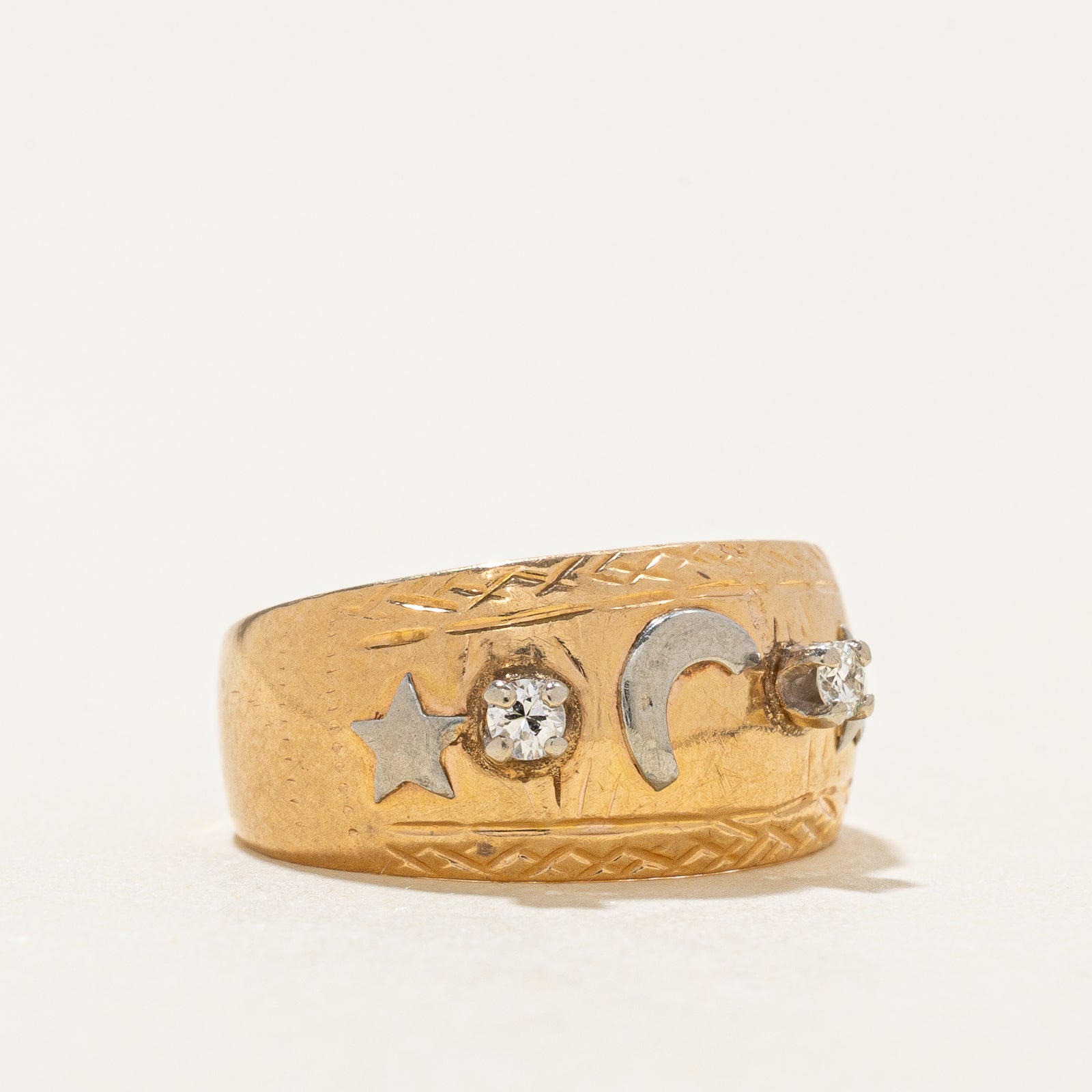 0.06ctw Diamond Star & Moon Ring - Size 3.7 - Elegant Celestial Jewelry for Women - Perfect for Anniversary, Birthday & Romantic Gifts