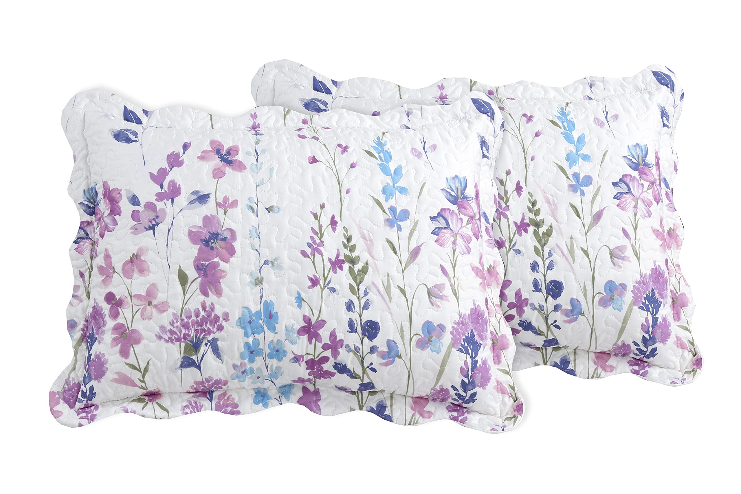 King Size 3-Piece Summer Quilt Set - Ultra Soft Floral Garden Printed Bedspread with 2 Quilted Shams | Marina Decor Bedding Collection | Perfect for Guest Rooms, Master Bedrooms & Coastal Themed Homes