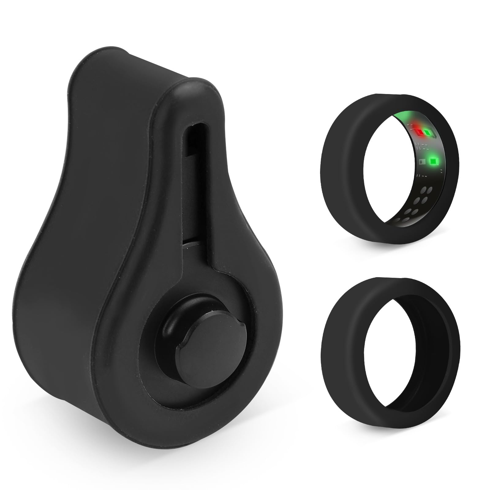 **Oura Ring Gen 3 Silicone Charger Case & 2 Ring Protectors – Black Heritage Cover Holder (Size S for 6/7/8/9/10) – Perfect for Travel, Gym & Daily Wear**