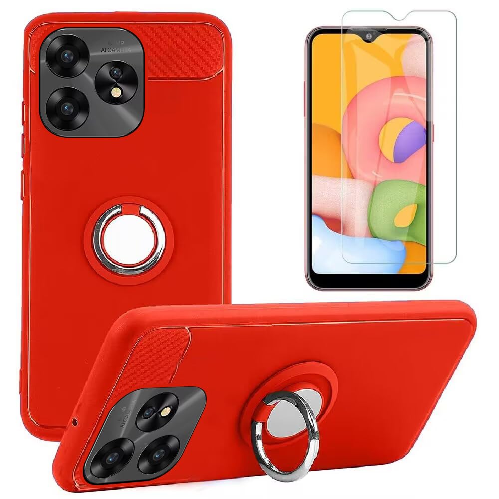 BLU View 5 Phone Case with Screen Protector - Shockproof Protective Cover with Multi-Angle Stand for BLU View 5 B160V Verizon (Red) | Perfect for Kids & Family Use - Ideal for School, Travel and Everyday Protection
