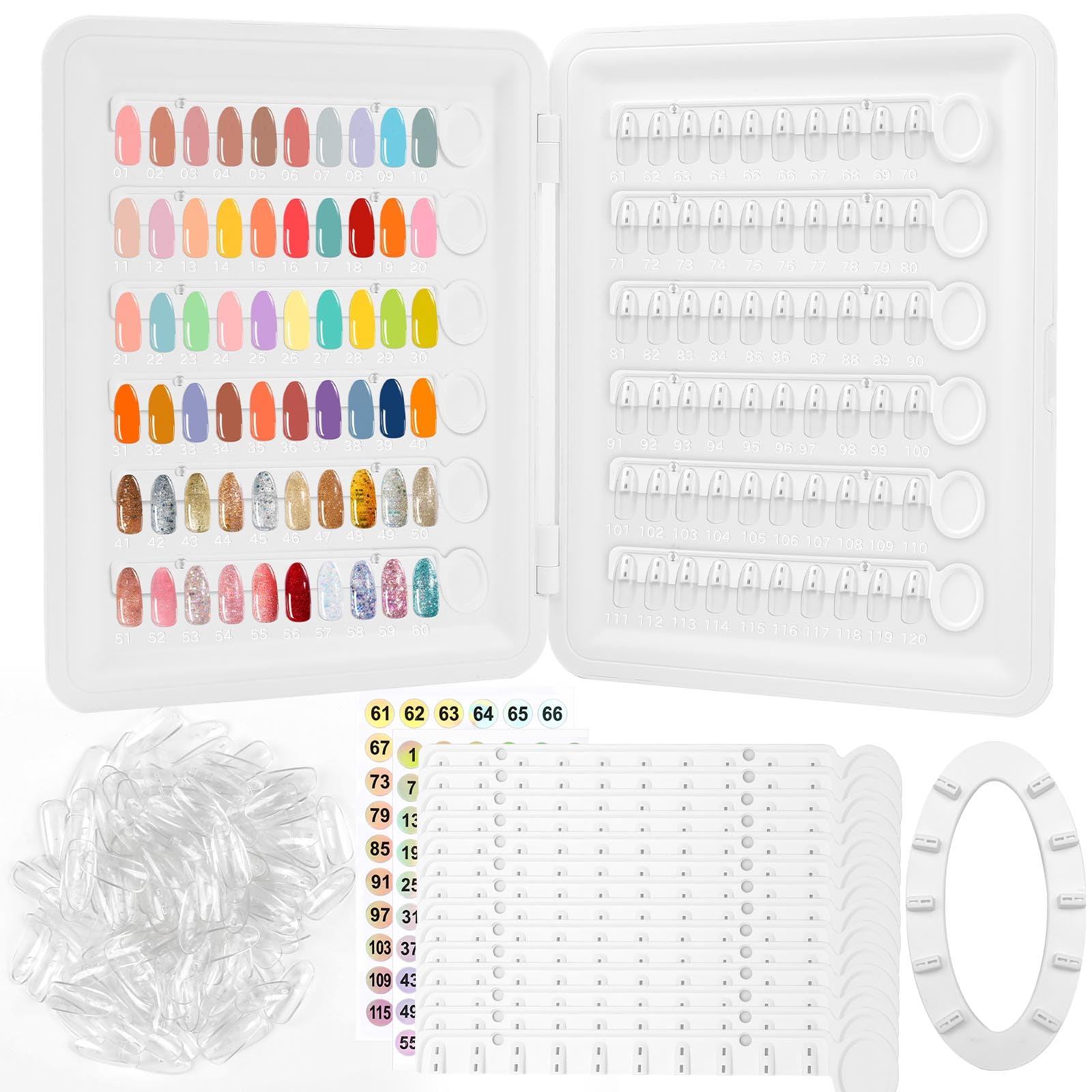 120 Colors Nail Polish Swatch Book - Transposable Gel Nail Color Display with Clear Replacement Nails | Professional Nail Salon Sample Catalog | No Glue Needed | Perfect for Nail Technicians, DIY Manicures & Salon Color Matching