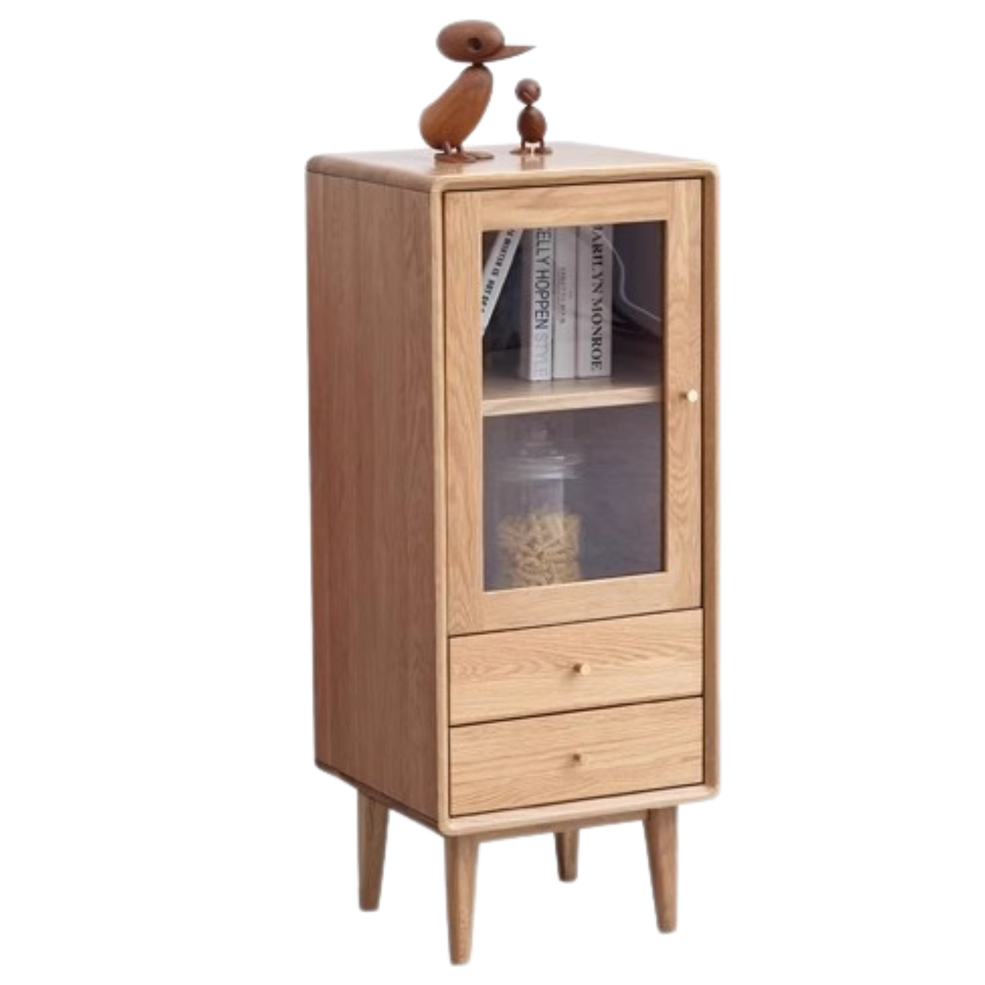 Solid Oak Wood Side Cabinet - Rustic Storage Cabinet for Living Room, Bedroom, or Entryway - Perfect for Organizing Books, Decor & Essentials