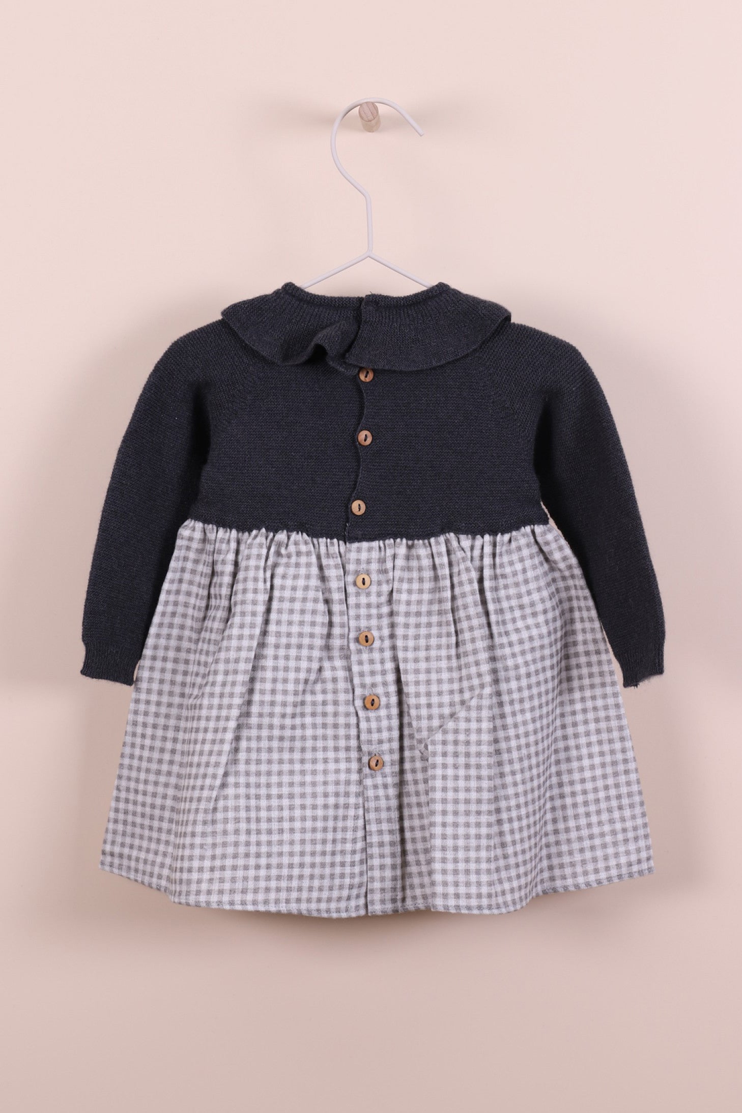 Tilly Charcoal Half Knit Check Dress for Women | Stylish & Comfortable Casual Wear | Perfect for Office, Date Night & Weekend Outings