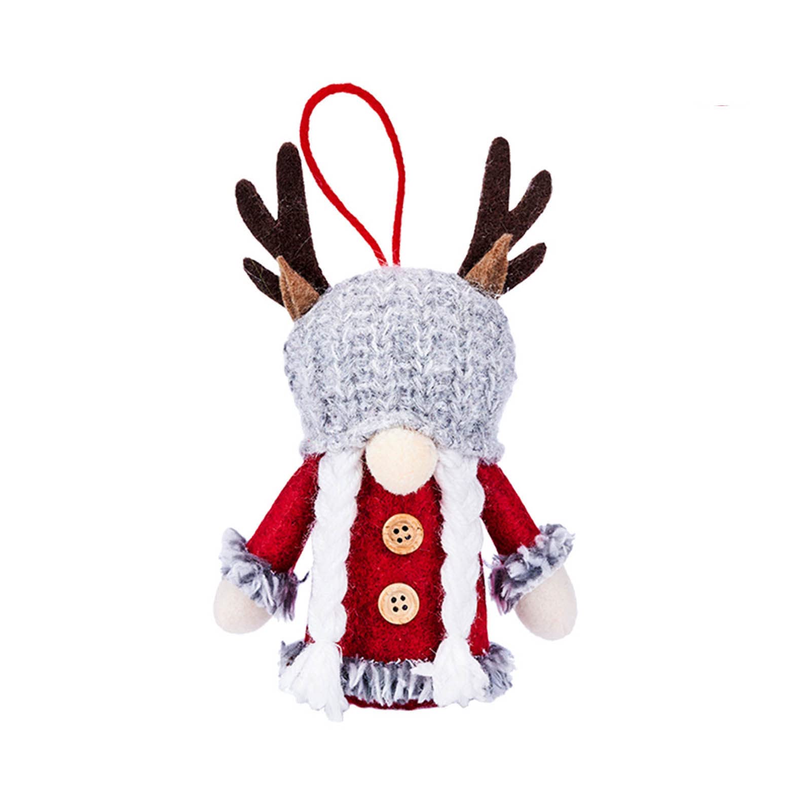 Knitted Antler Hat with LED Light Pendant - Christmas Tree Decorations, Plush Doll Ornaments & Fireplace Decor for Holiday Home Decoration
