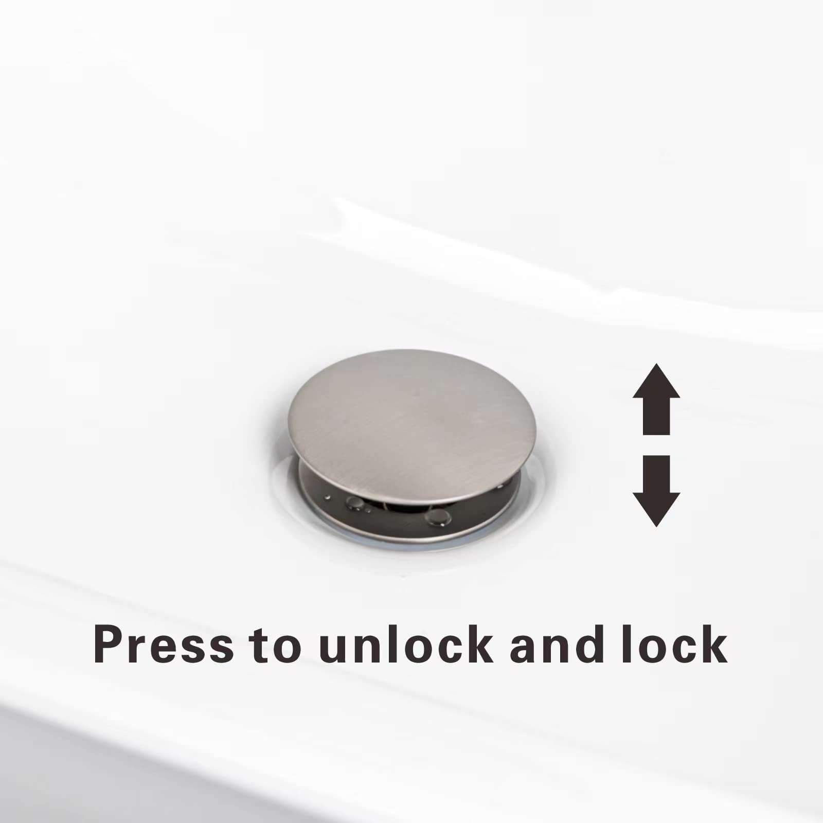Brushed Nickel Bathroom Sink Drain Pop Up Stopper - Brass Strainer Basket, Anti-Clogging & Anti-Explosion Design for Bathroom Vanity or Utility Sink (No Overflow)