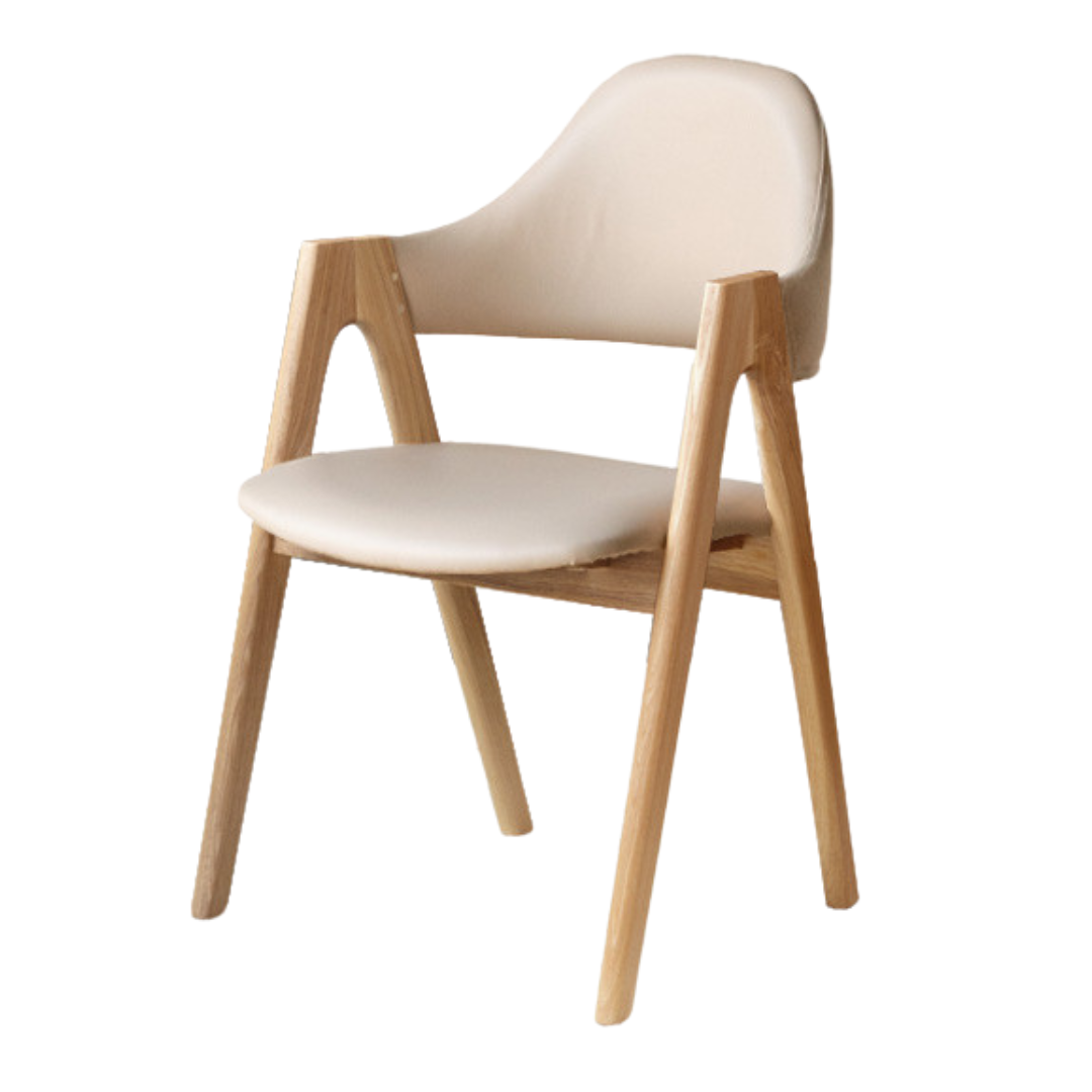 20.9x21.7x31.5 inch/53x55x80сm/ Natural Wood color/ 2 pcs Oak  organic tea milk-colored leather