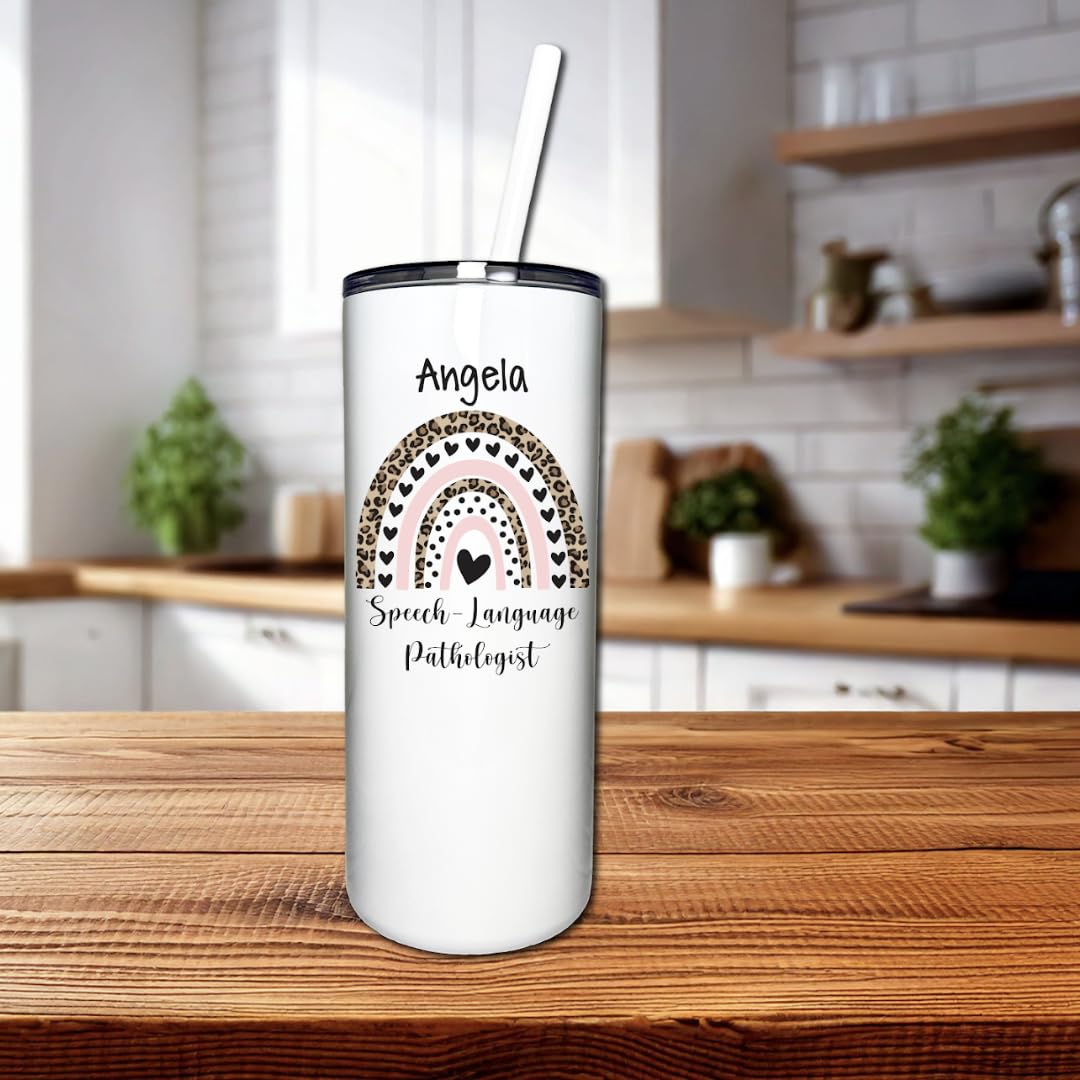 Personalized SLP Tumbler 18oz - Stainless Steel Vacuum Insulated Cup for Therapists