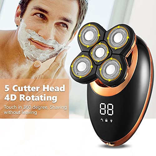 5-in-1 Electric Razor for Men with 5D Floating Blades - Beard Trimmer, Shaver & Nose Hair Trimmer with LCD Display (Silver) - Perfect for Travel, Home Use & Grooming Gifts