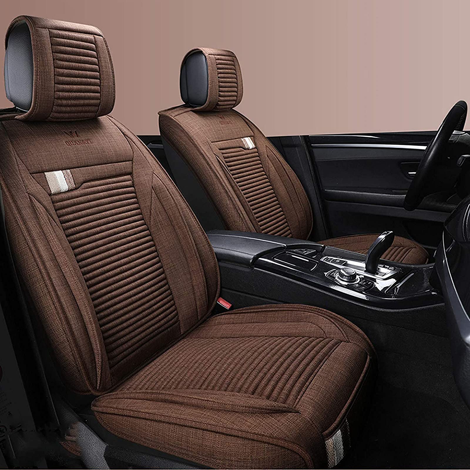 Breathable Washable Linen Car Seat Covers Full Set - Adjustable 5-Seat Universal Fit for Sedans, SUVs & Trucks | All-Season Protection | Sweat & Stain Resistant | Perfect for Commuting, Road Trips & Family Travel