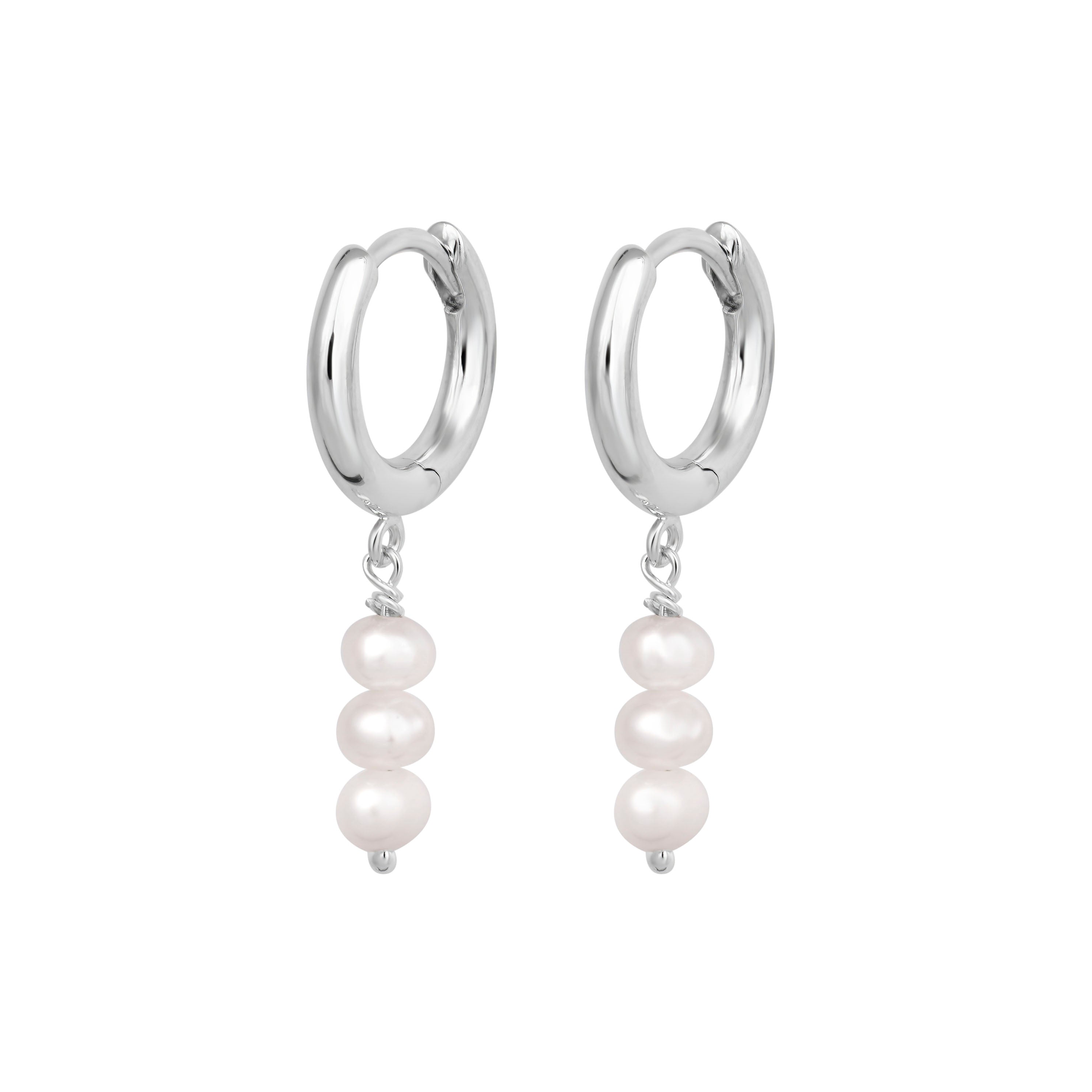 Triple Drop Pearl Huggie Earrings for Women - Elegant Gold Hoop Earrings for Everyday Wear, Parties & Special Occasions