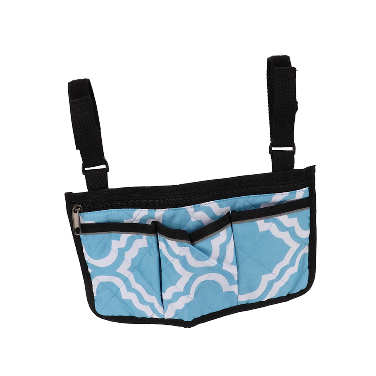 Walker Storage Pouches with Multi-Pocket Design – Wheelchair Side Bag with Reflective Strips & Ample Space for Travel Essentials, Snacks & More (Blue Pattern) – Perfect for Outdoor Adventures, Daily Commutes & Mobility Assistance