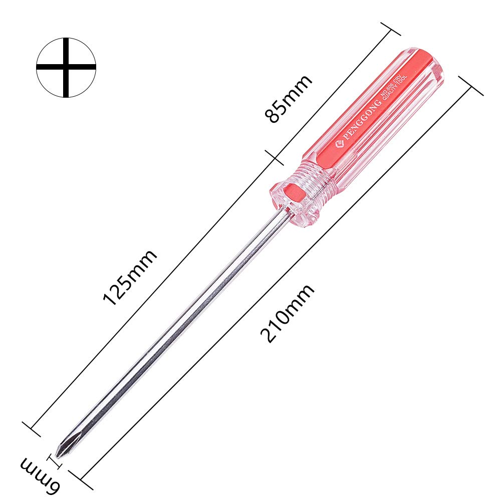 Utoolmart Phillips Screwdriver - 6mm Magnetic Cross Head Tip, 125mm 45# Steel Shaft with 85mm Ergonomic Plastic Handle | Perfect for Home Repair, DIY Projects & Craft Work | Ideal for Furniture Assembly, Electronics Repair & Household Maintenance