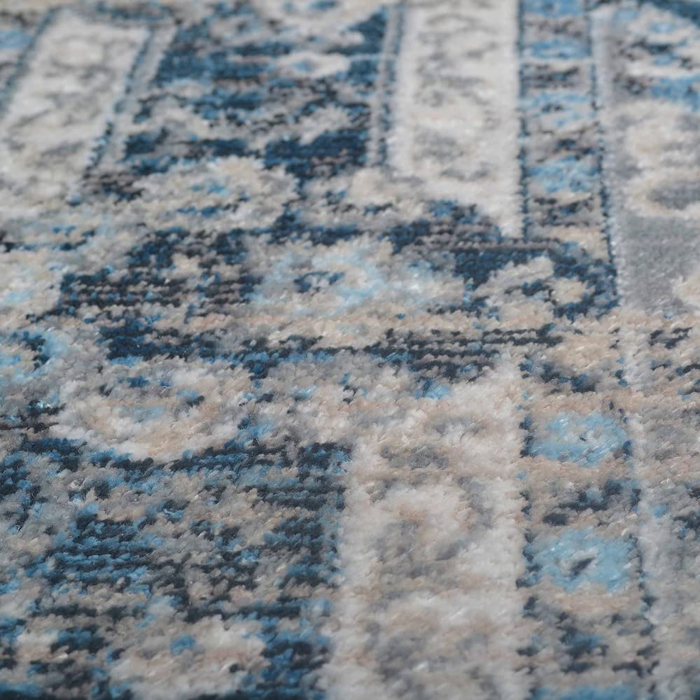 Machine Made Polyester Area Rugs 6'x9' Rectangle - Classic Oriental Traditional Design Multicolor Low Pile Carpet for Living Room, Bedroom & Dining Room | Rugsotic Carpets (M00104)